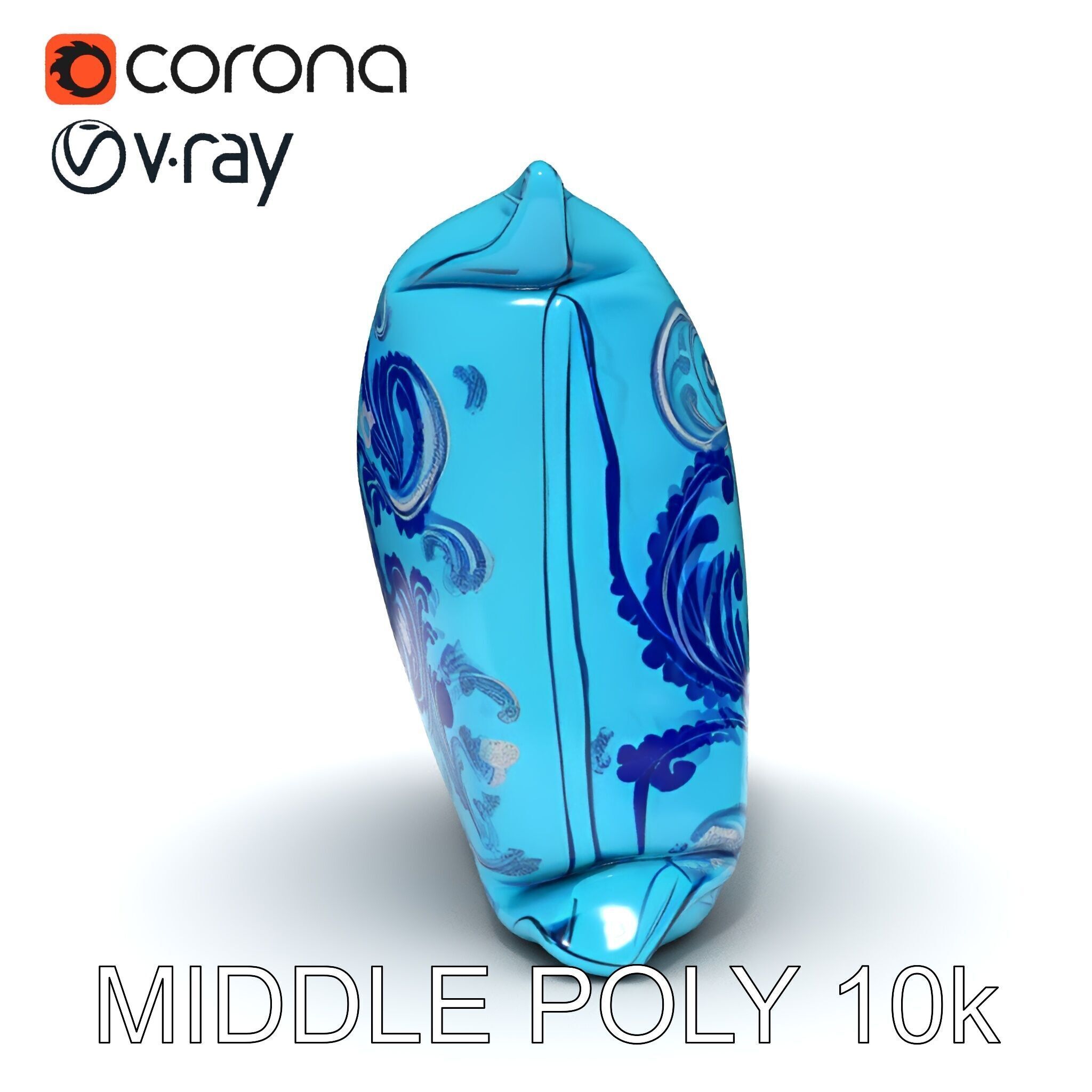 Ornamental Blue Pillow D Model Pack Low-poly 3D model_17