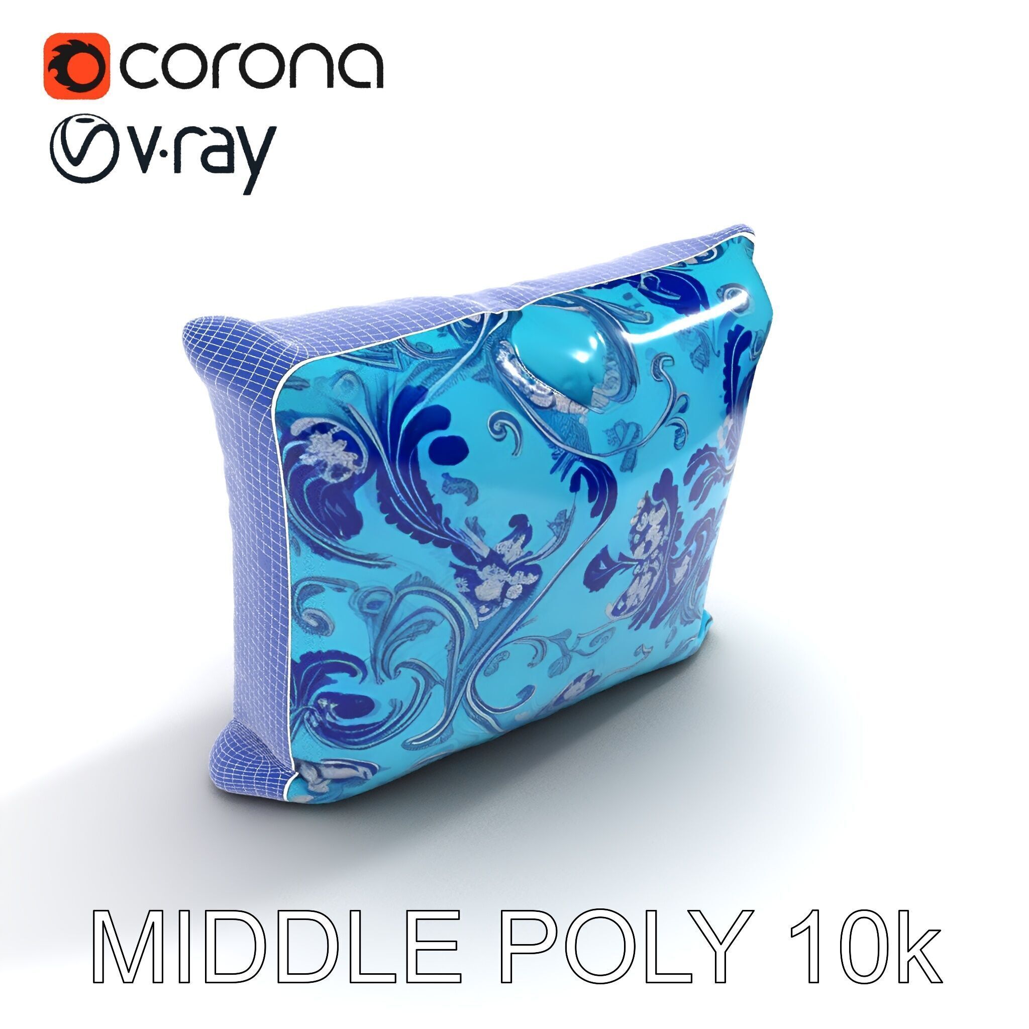 Ornamental Blue Pillow D Model Pack Low-poly 3D model_28