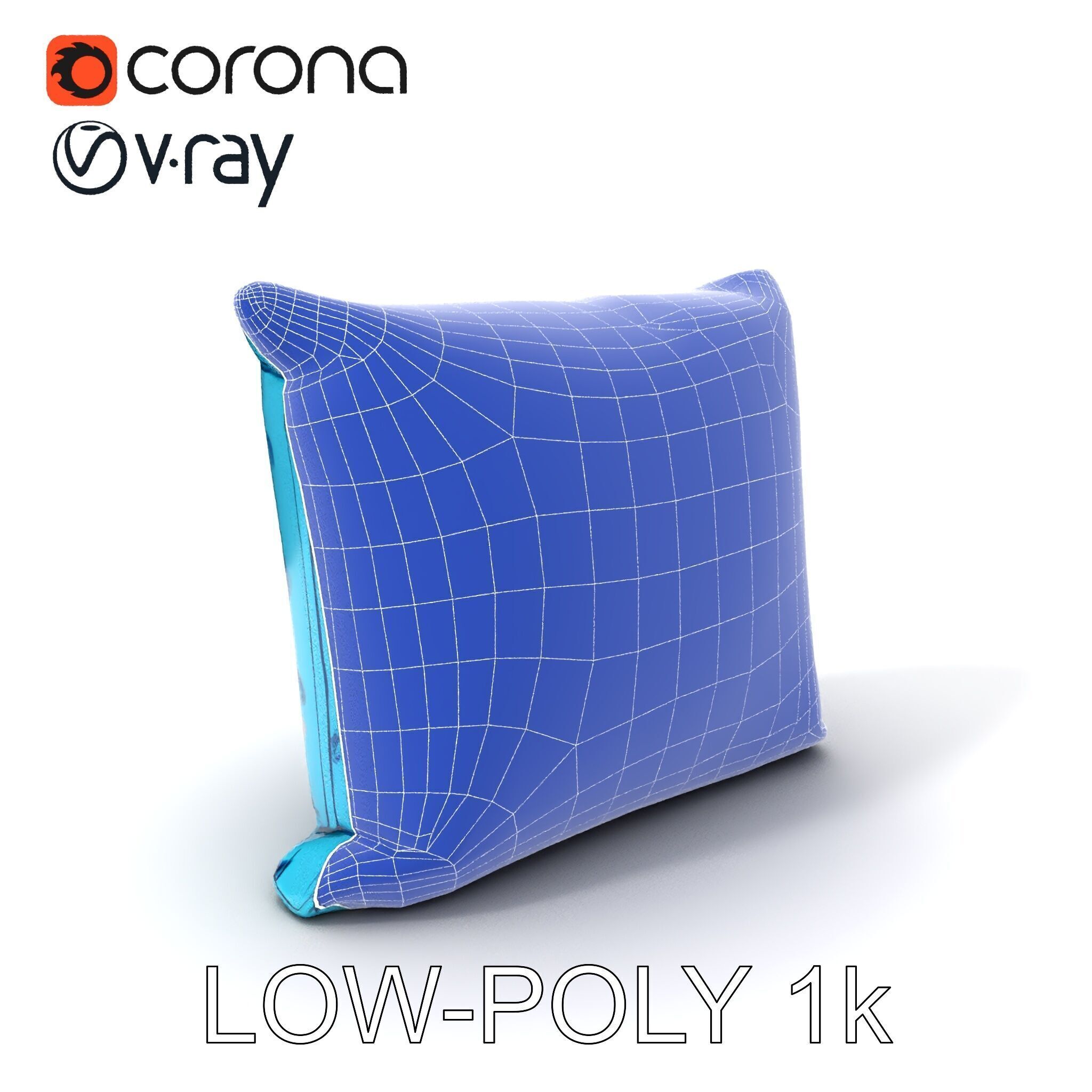 Ornamental Blue Pillow D Model Pack Low-poly 3D model_12