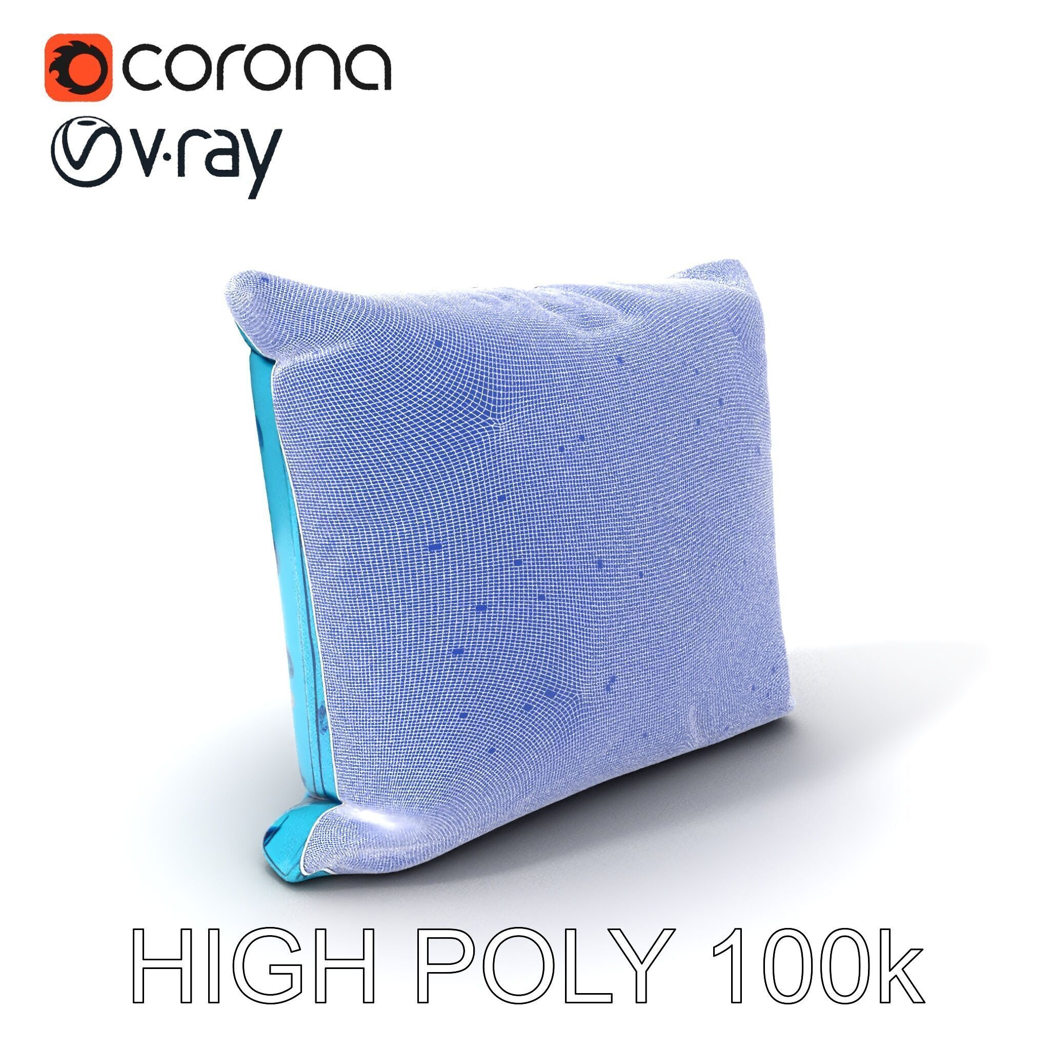 Ornamental Blue Pillow D Model Pack Low-poly 3D model_4