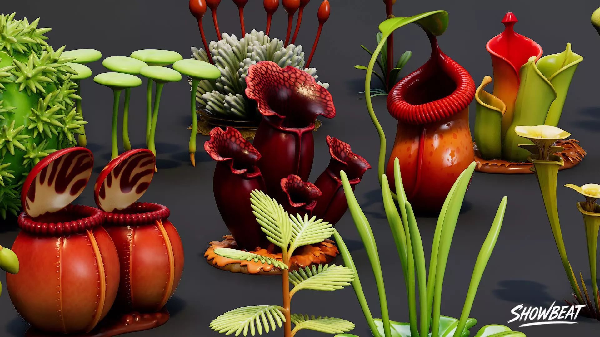 Cartoon Carnivorous Plants Pack Low-poly 3D model_11