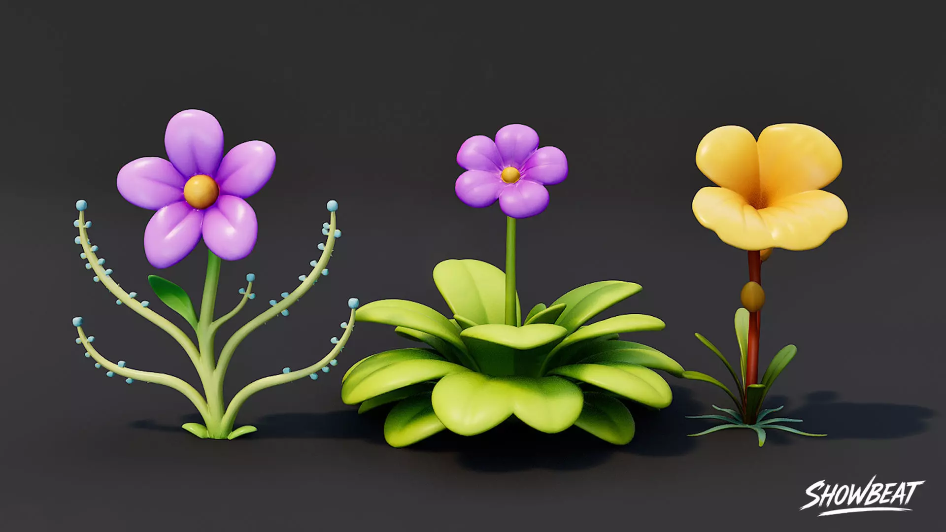Cartoon Carnivorous Plants Pack Low-poly 3D model_16