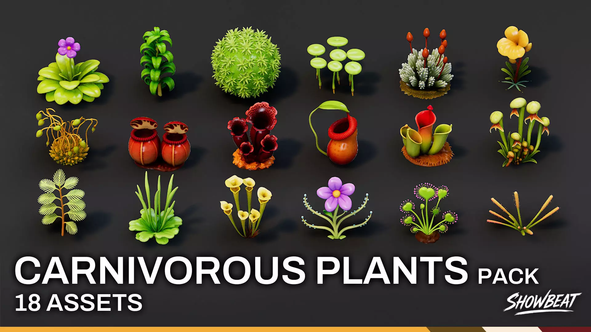 Cartoon Carnivorous Plants Pack Low-poly 3D model_0