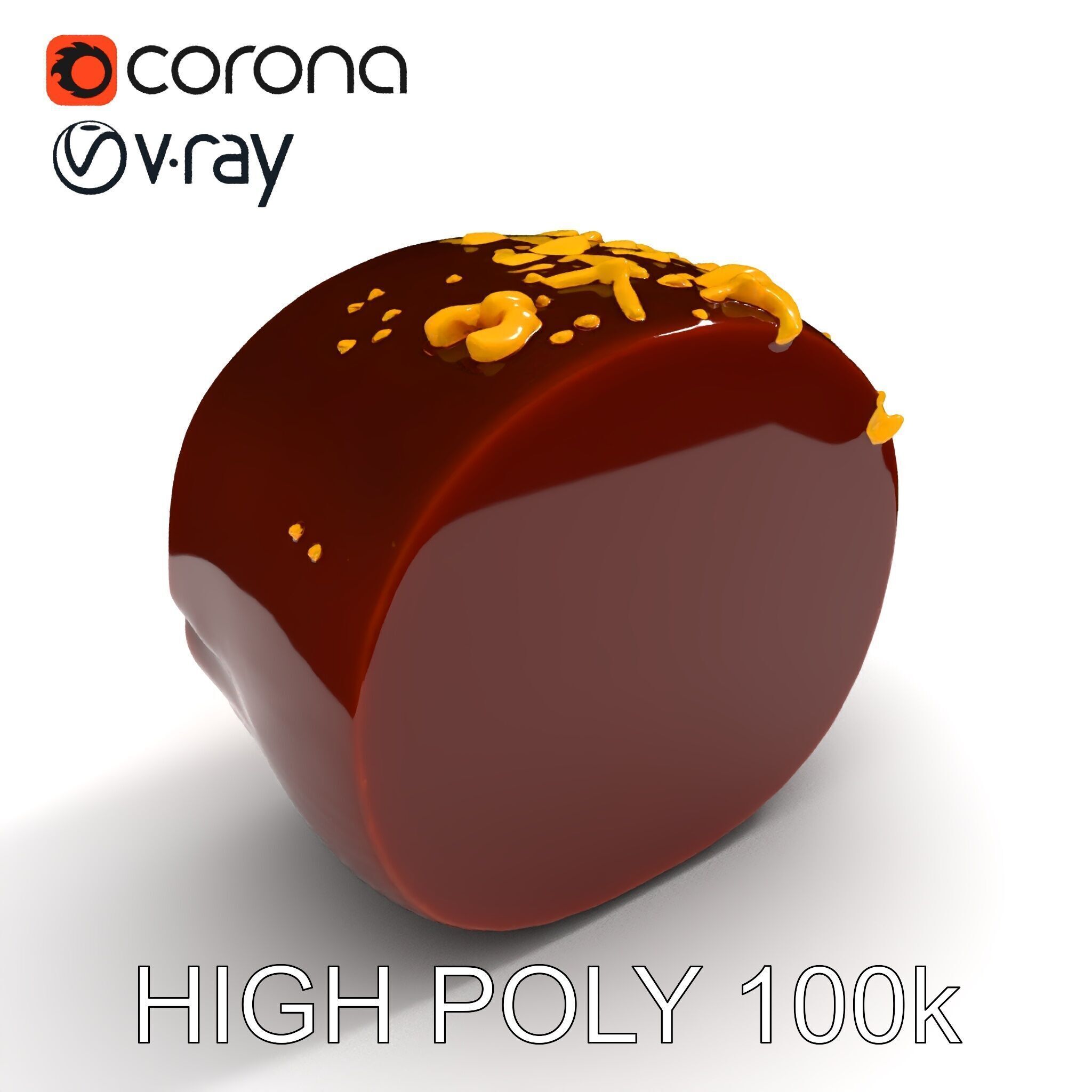Gourmet Chocolate Truffle with Caramel Center D Model Pack Low-poly 3D model_23