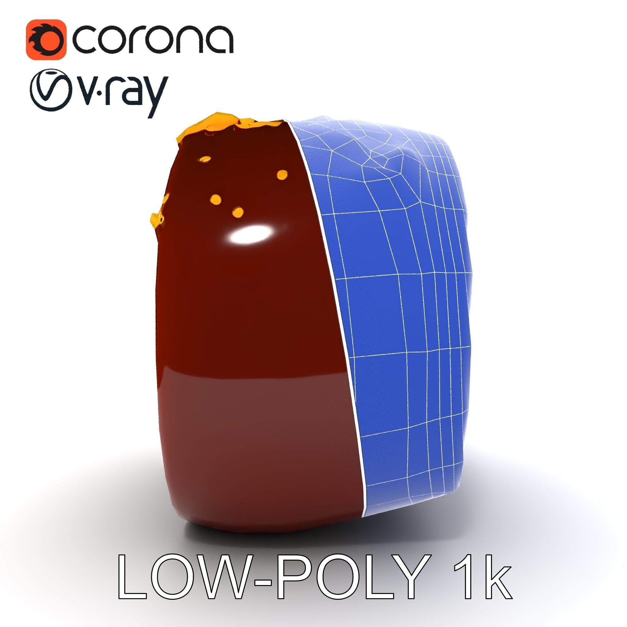 Gourmet Chocolate Truffle with Caramel Center D Model Pack Low-poly 3D model_10