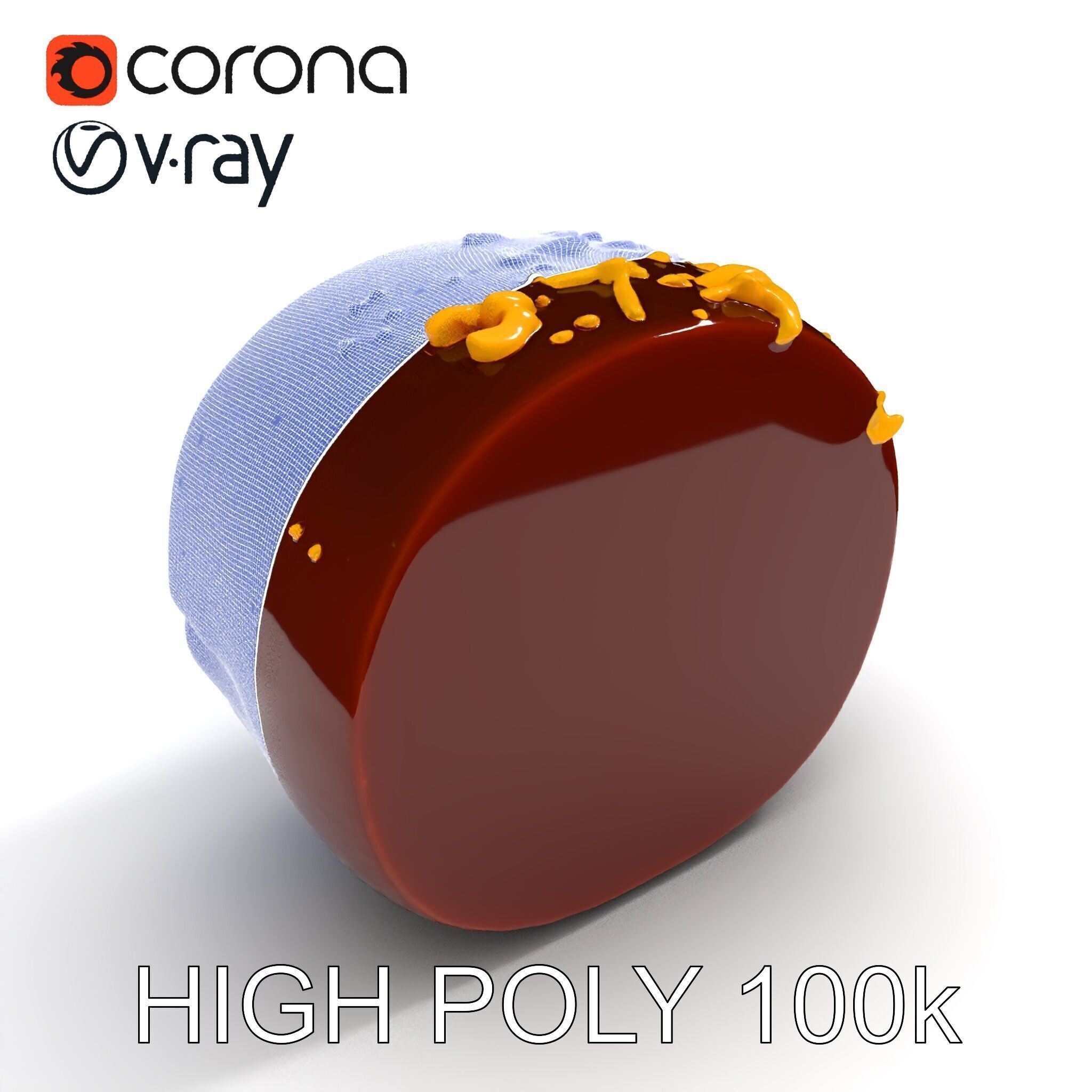 Gourmet Chocolate Truffle with Caramel Center D Model Pack Low-poly 3D model_11