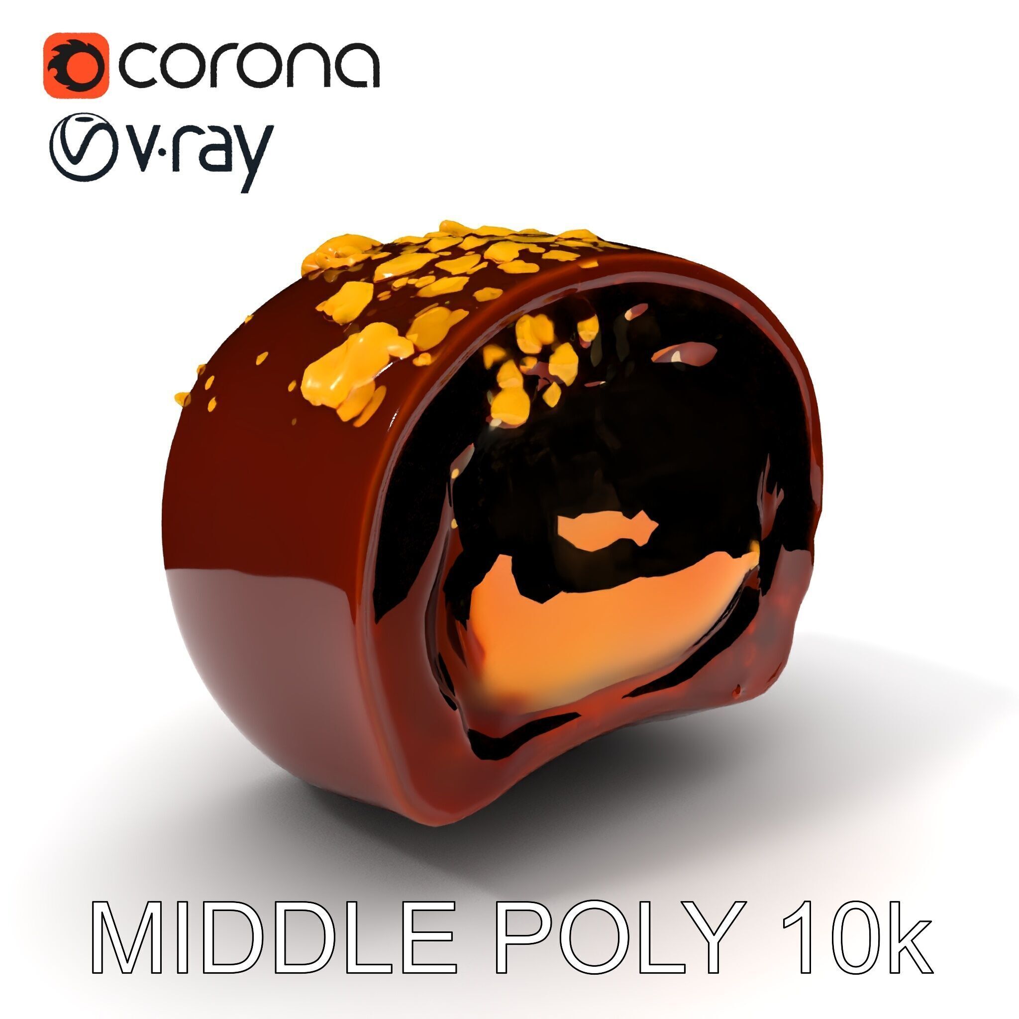 Gourmet Chocolate Truffle with Caramel Center D Model Pack Low-poly 3D model_9