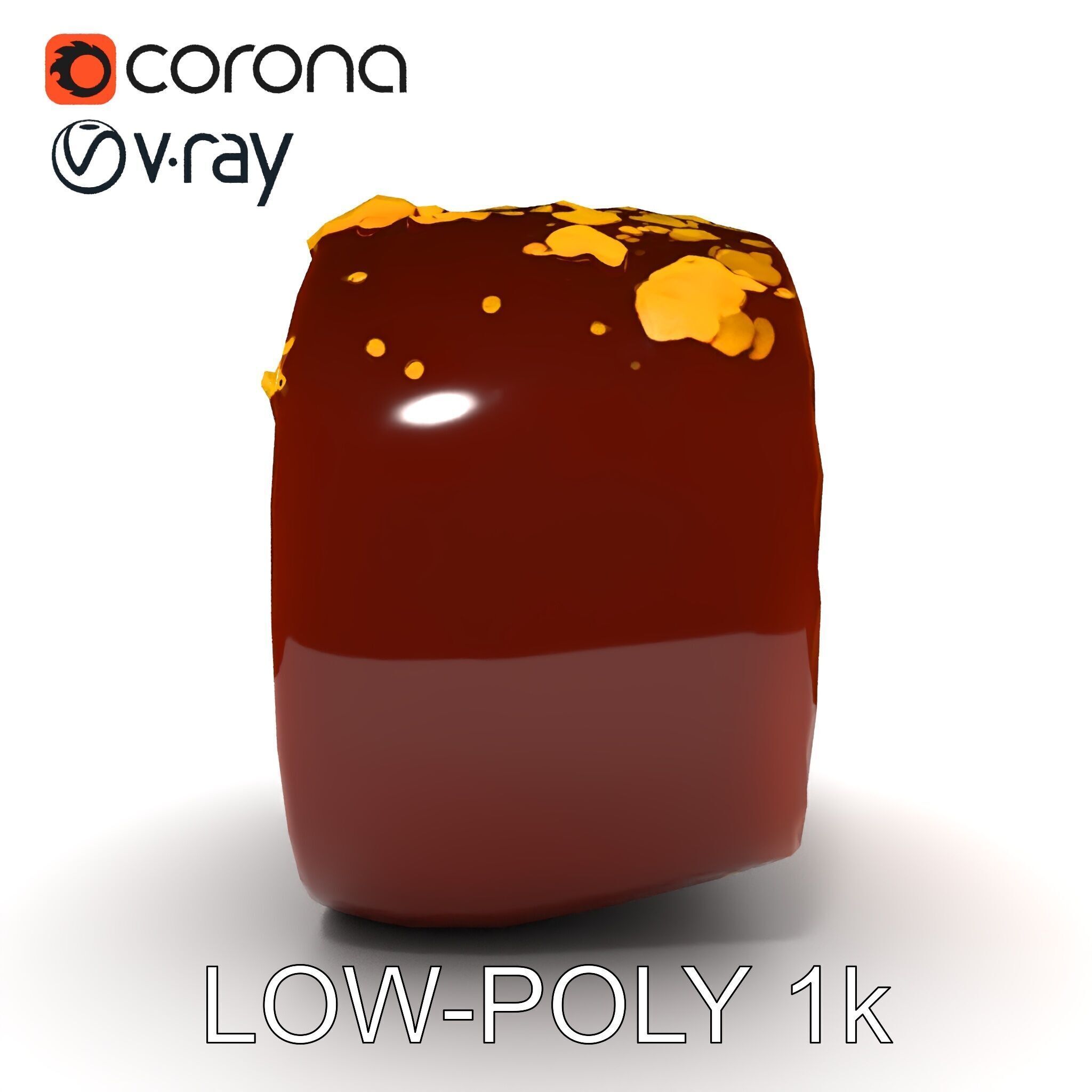 Gourmet Chocolate Truffle with Caramel Center D Model Pack Low-poly 3D model_7