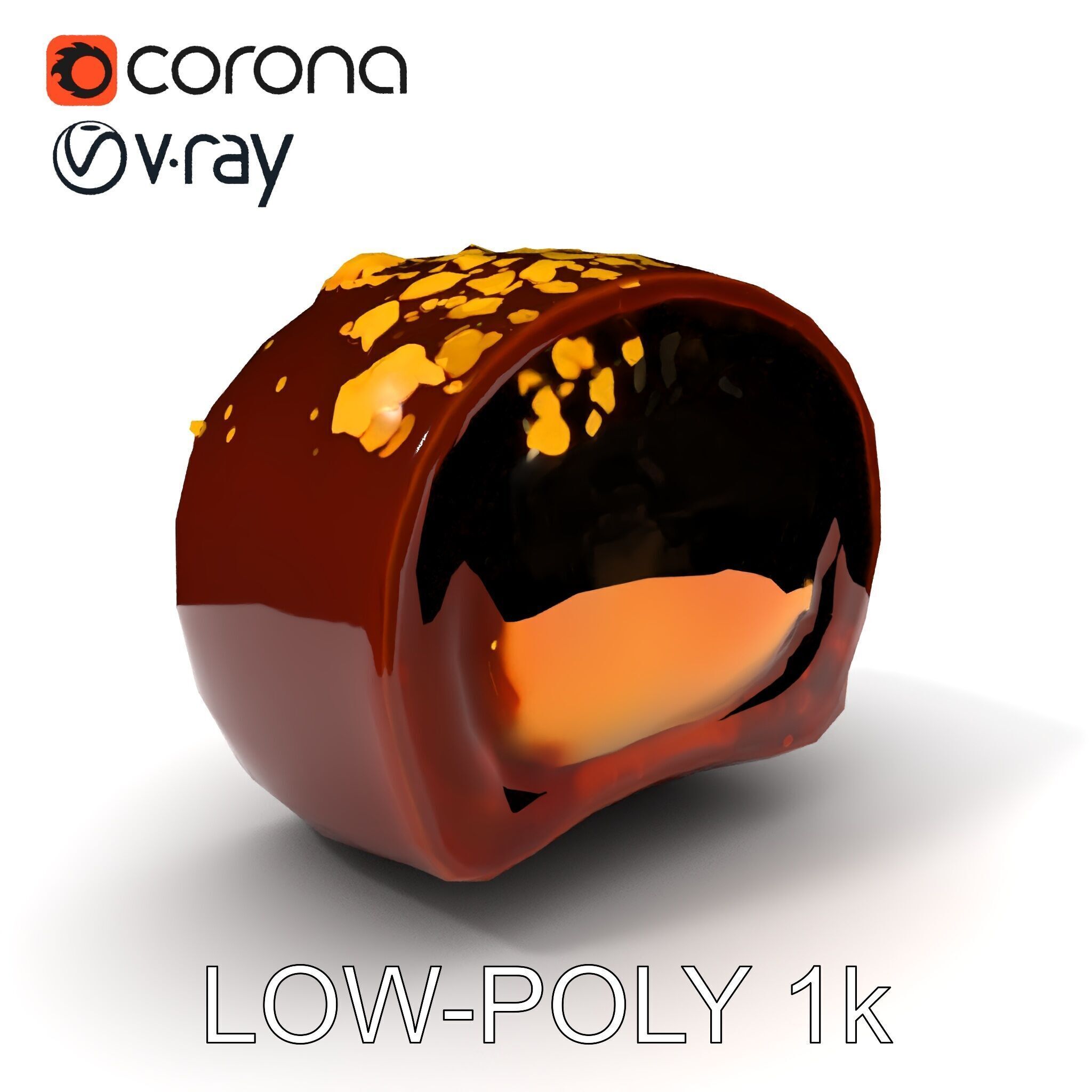 Gourmet Chocolate Truffle with Caramel Center D Model Pack Low-poly 3D model_18