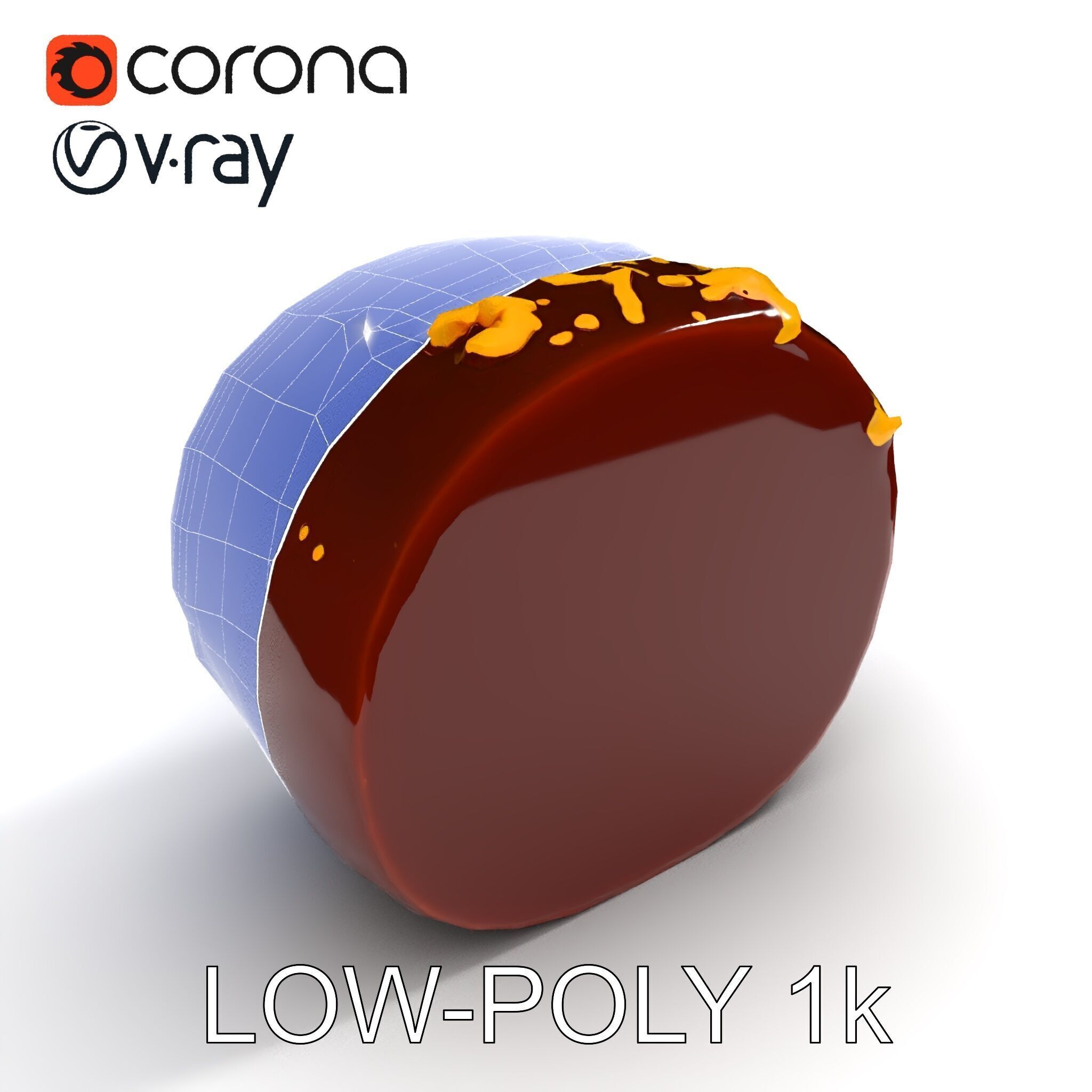 Gourmet Chocolate Truffle with Caramel Center D Model Pack Low-poly 3D model_22