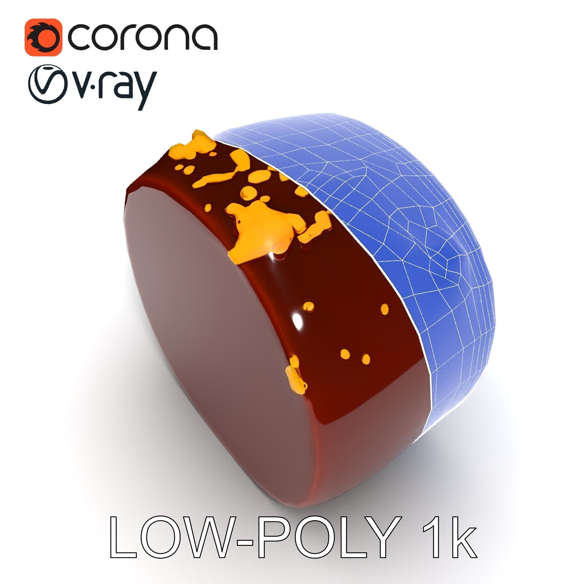 Gourmet Chocolate Truffle with Caramel Center D Model Pack Low-poly 3D model_25