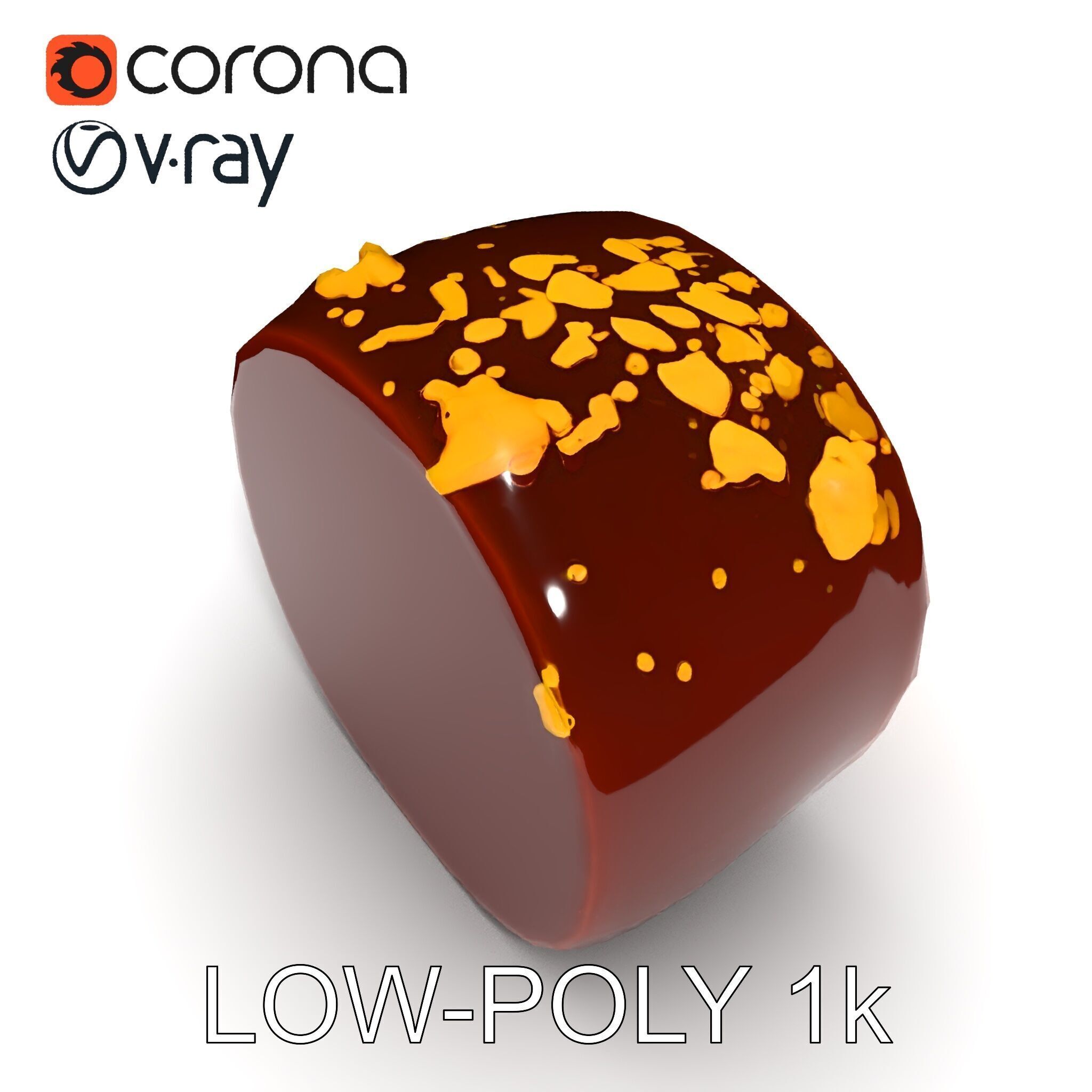Gourmet Chocolate Truffle with Caramel Center D Model Pack Low-poly 3D model_31