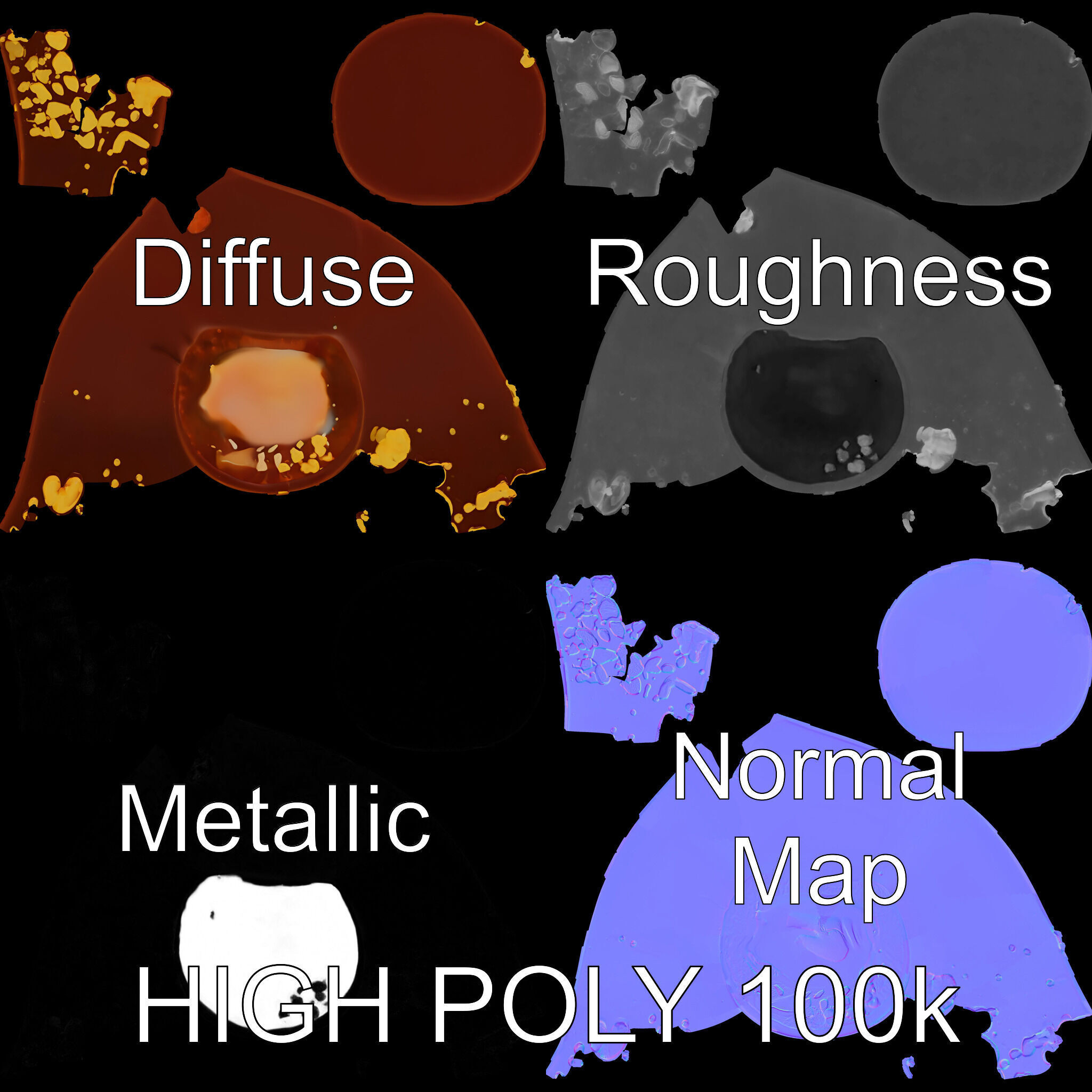 Gourmet Chocolate Truffle with Caramel Center D Model Pack Low-poly 3D model_2