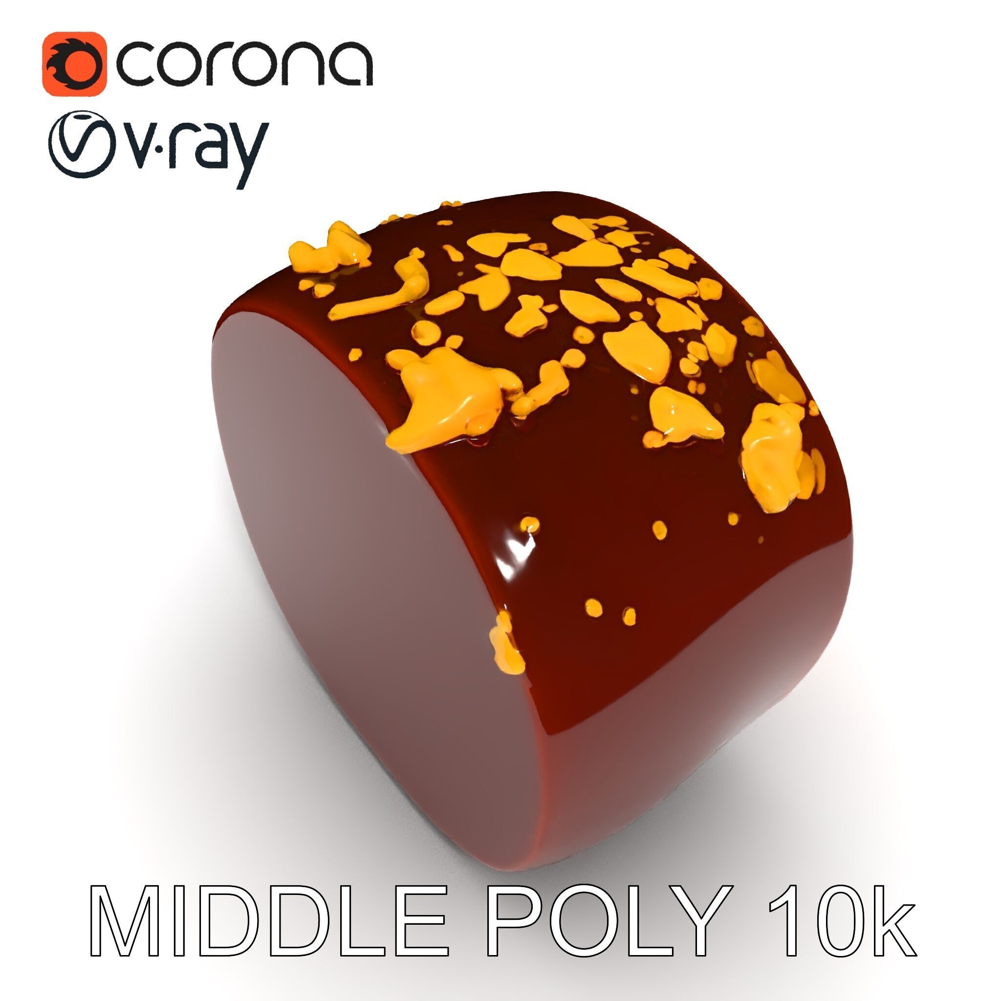 Gourmet Chocolate Truffle with Caramel Center D Model Pack Low-poly 3D model_12
