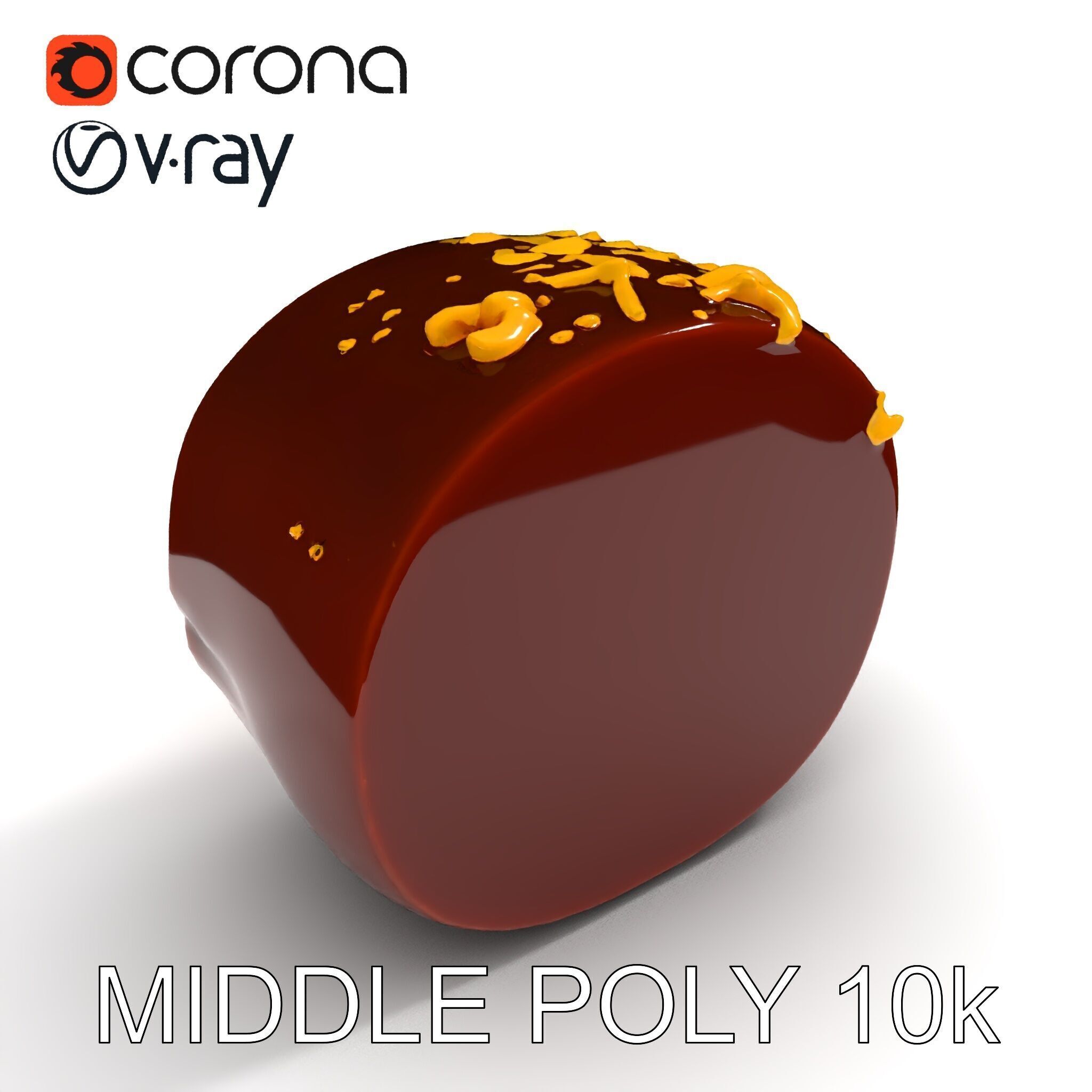 Gourmet Chocolate Truffle with Caramel Center D Model Pack Low-poly 3D model_21