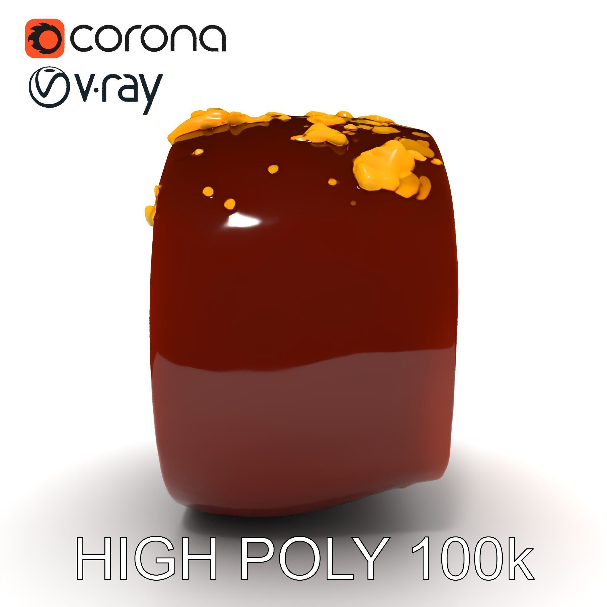 Gourmet Chocolate Truffle with Caramel Center D Model Pack Low-poly 3D model_26