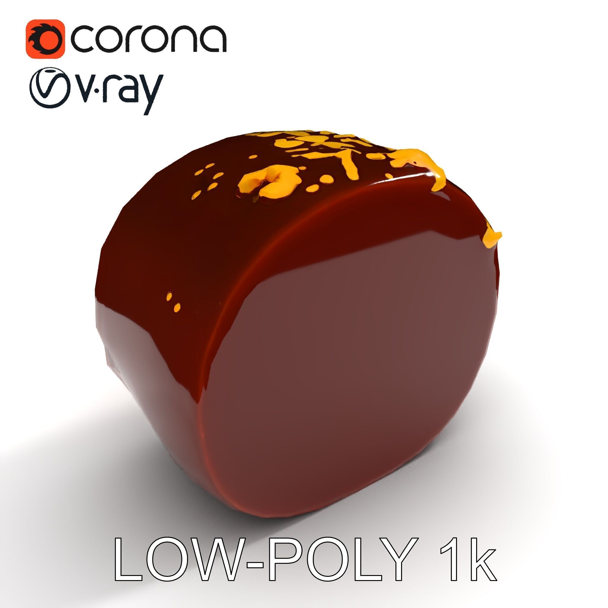 Gourmet Chocolate Truffle with Caramel Center D Model Pack Low-poly 3D model_20