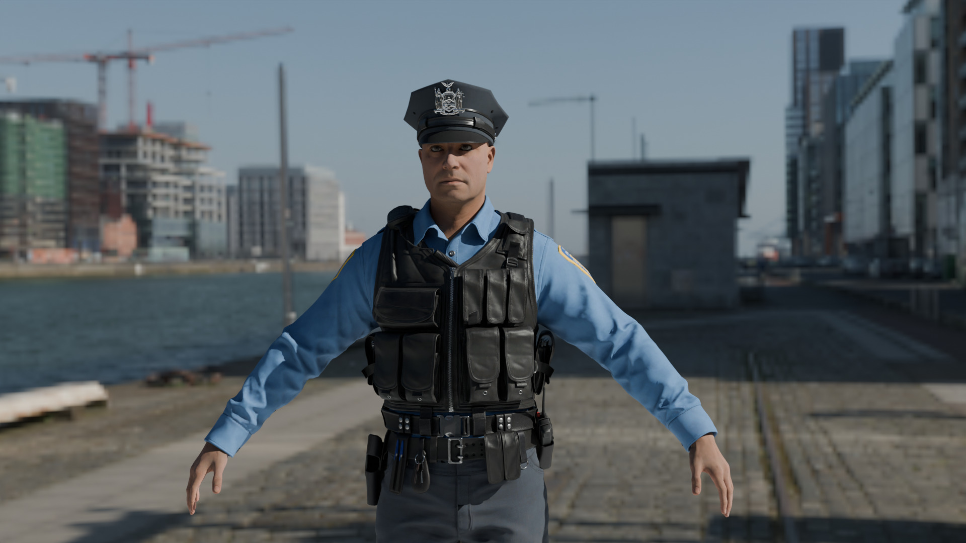 Police Officer Rigged 3D model_1