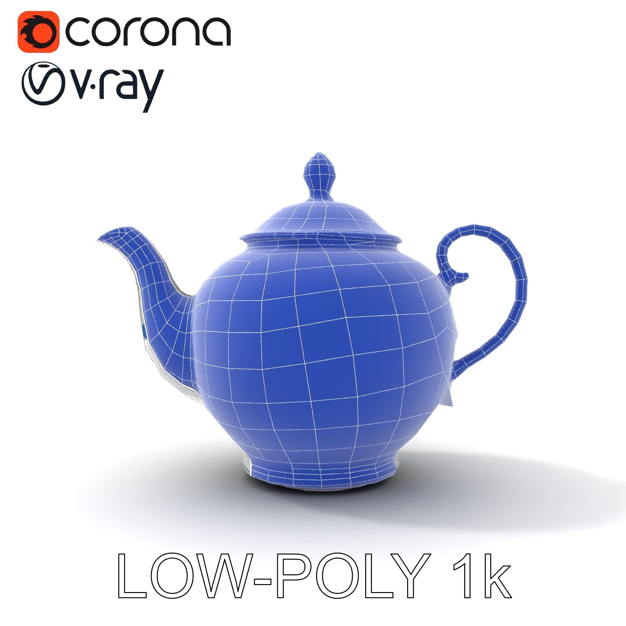 Classic Porcelain Teapot Model Pack with Floral Design Low-poly 3D model_15