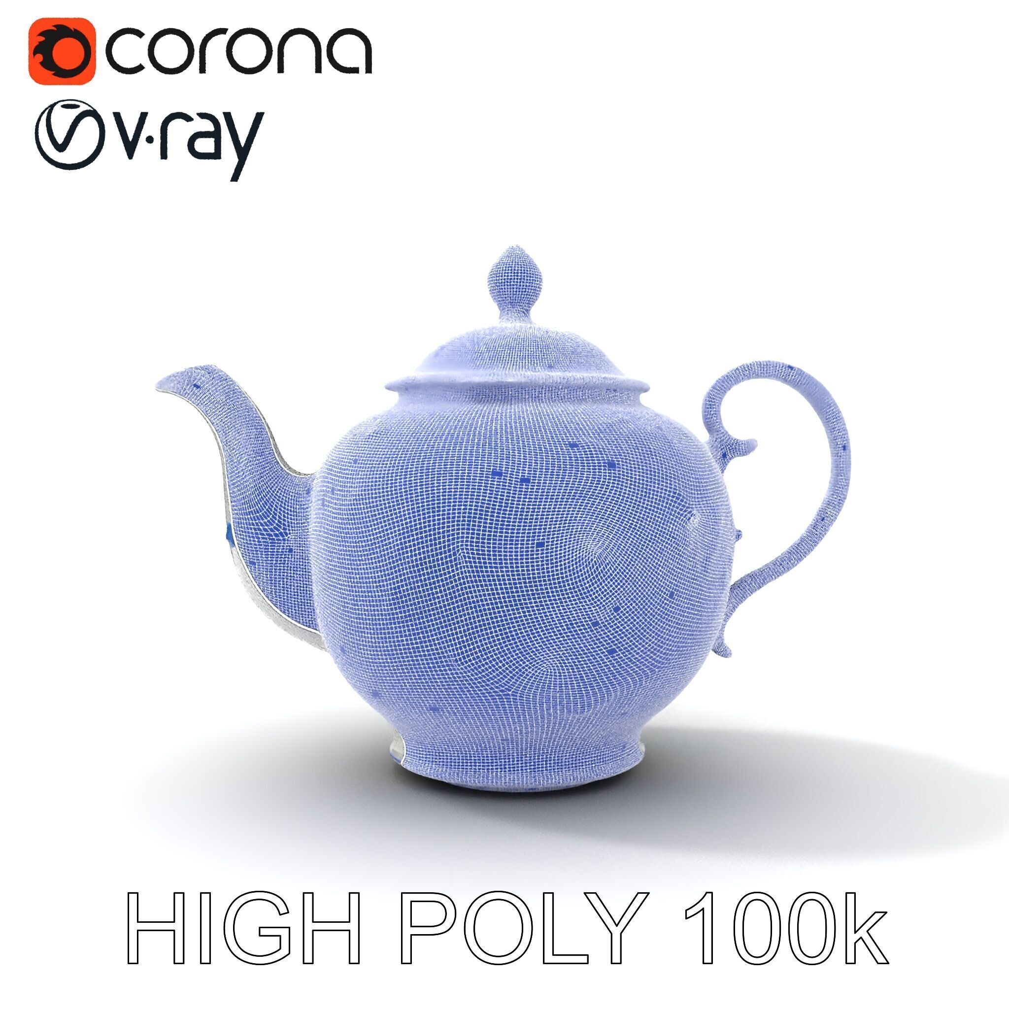 Classic Porcelain Teapot Model Pack with Floral Design Low-poly 3D model_27