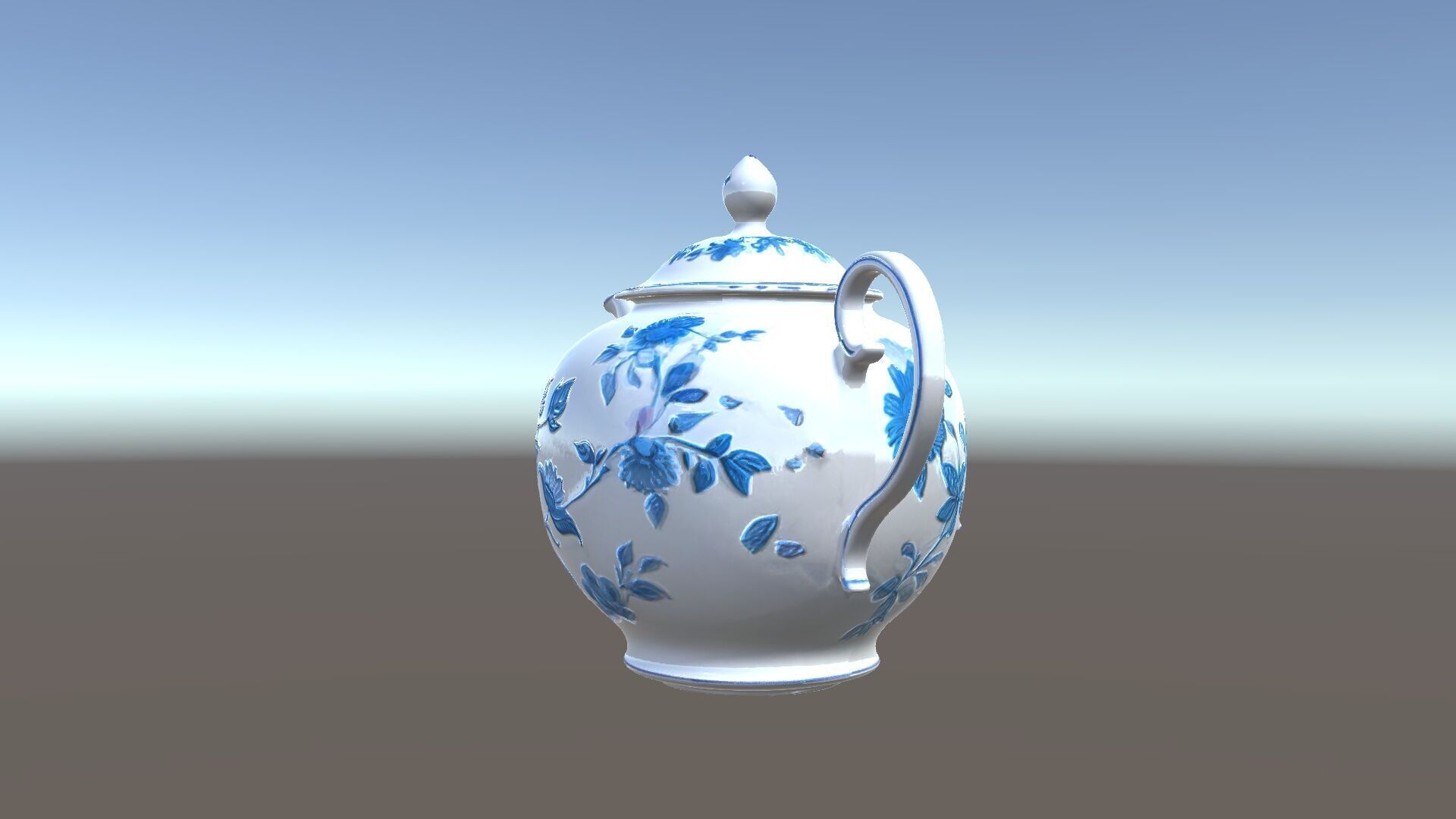 Classic Porcelain Teapot Model Pack with Floral Design Low-poly 3D model_22
