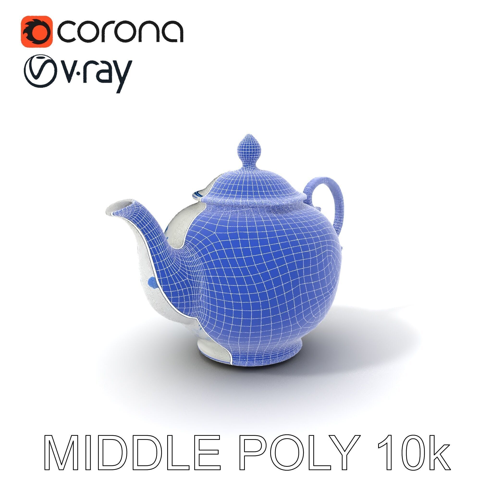 Classic Porcelain Teapot Model Pack with Floral Design Low-poly 3D model_31
