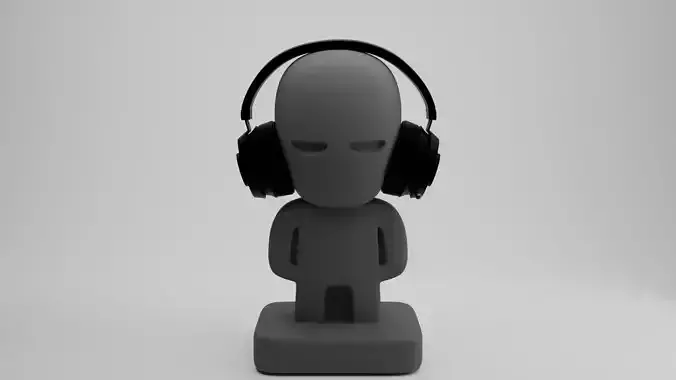 Stylized Head Headphone Stand Fillable with Water or Sand STL