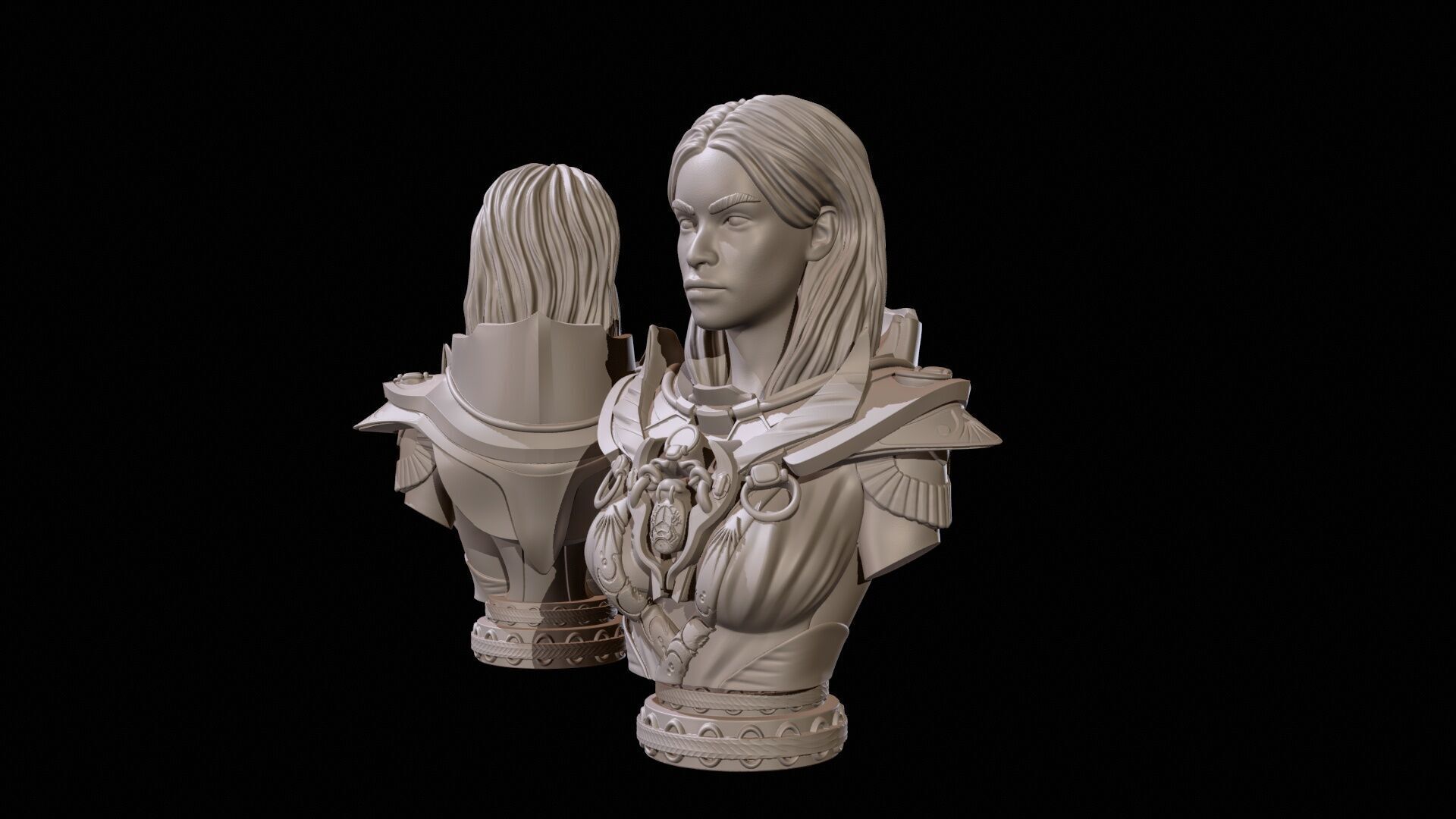 Fantasy Warrior Bust 2 High Poly for 3D Print 3D print model_3