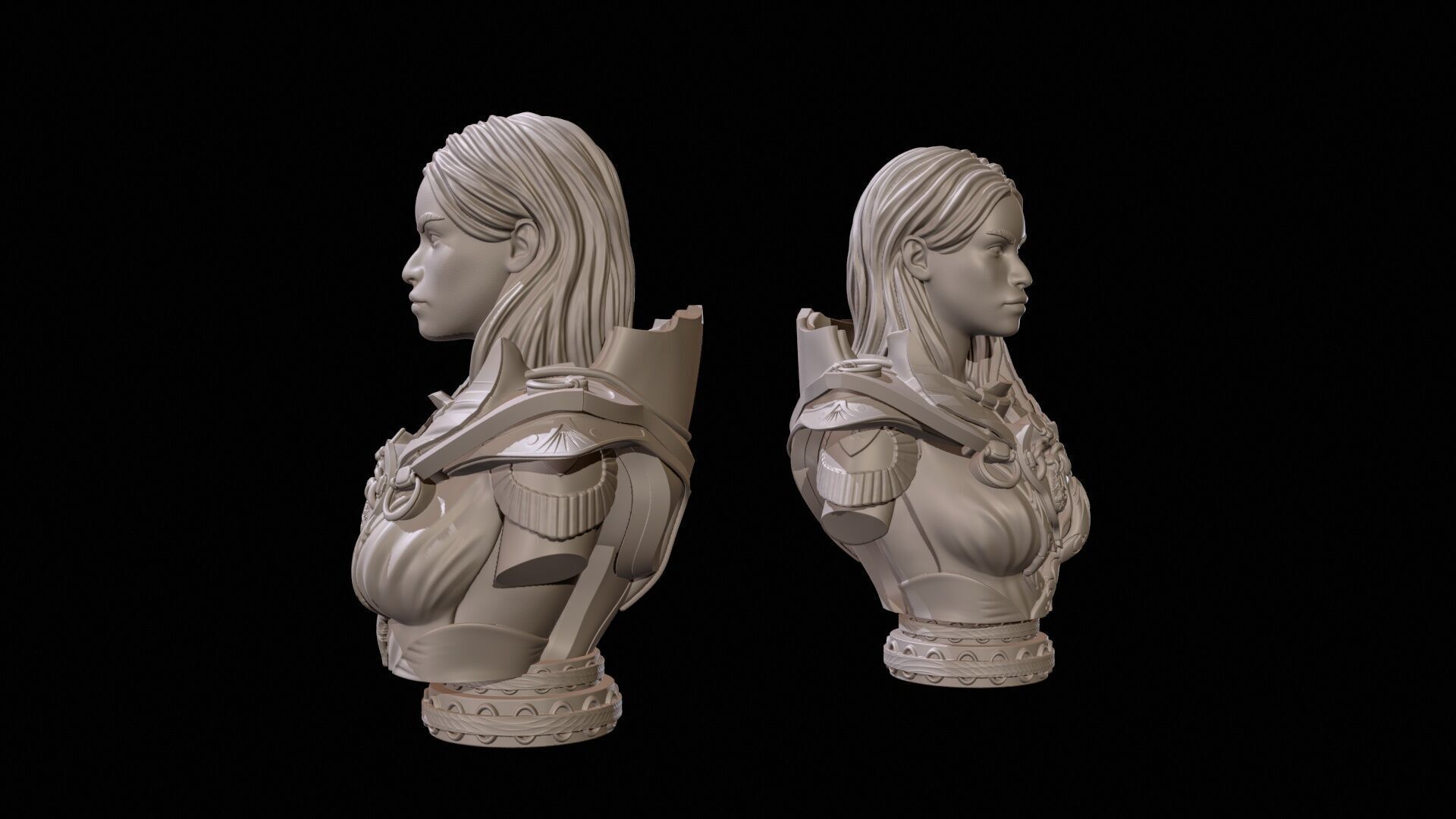 Fantasy Warrior Bust 2 High Poly for 3D Print 3D print model_5
