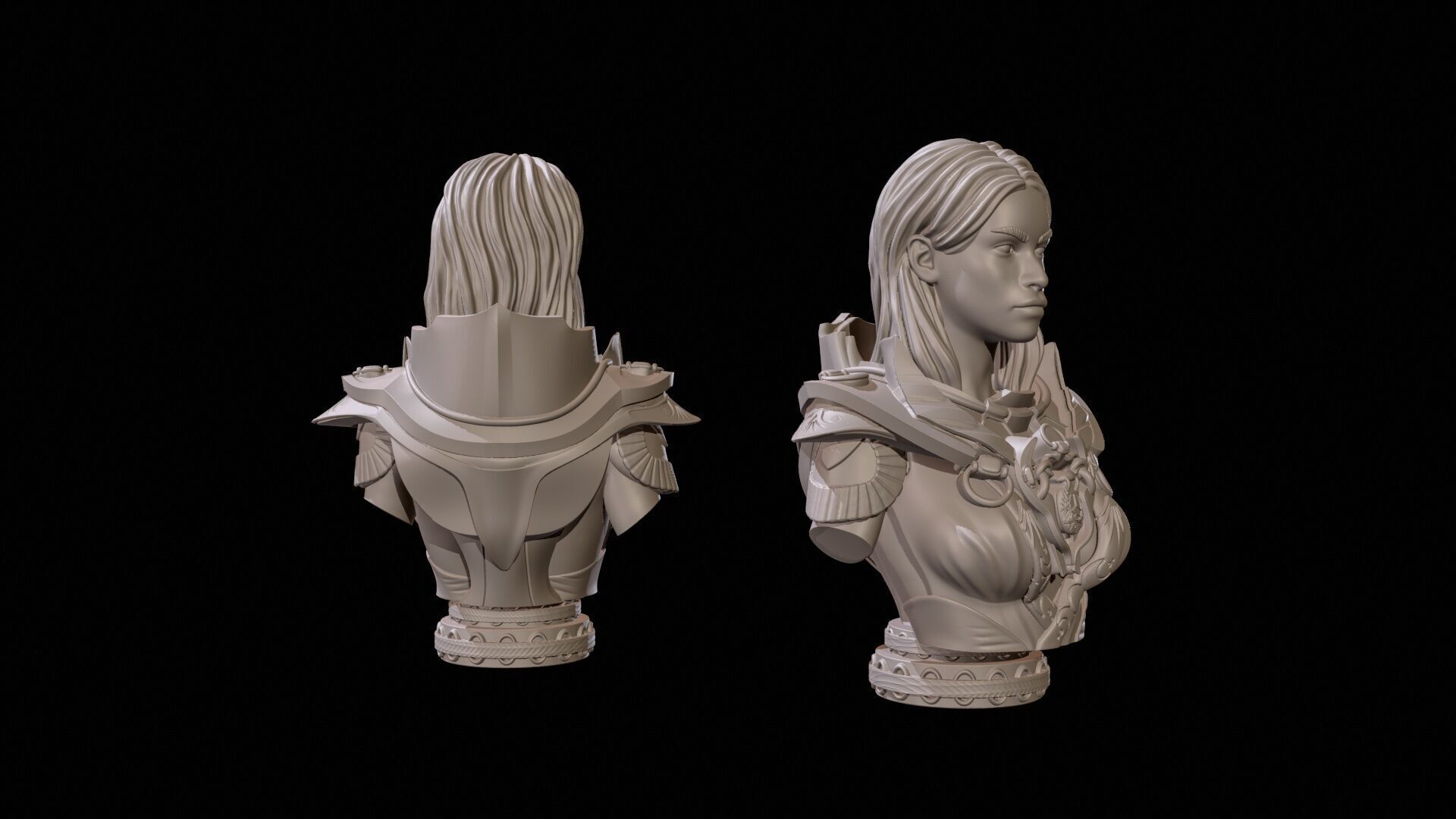 Fantasy Warrior Bust 2 High Poly for 3D Print 3D print model_2