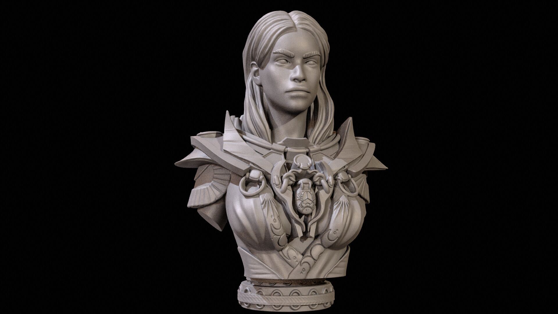 Fantasy Warrior Bust 2 High Poly for 3D Print 3D print model_8