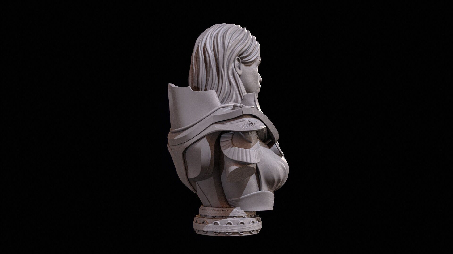 Fantasy Warrior Bust 2 High Poly for 3D Print 3D print model_9