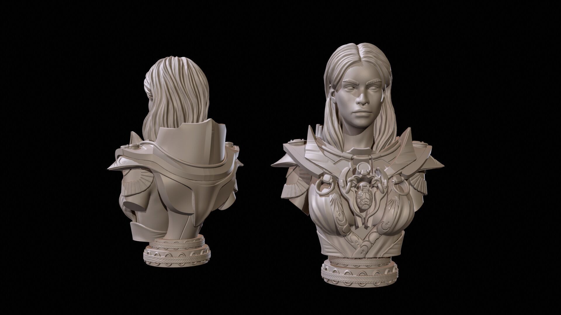 Fantasy Warrior Bust 2 High Poly for 3D Print 3D print model_4
