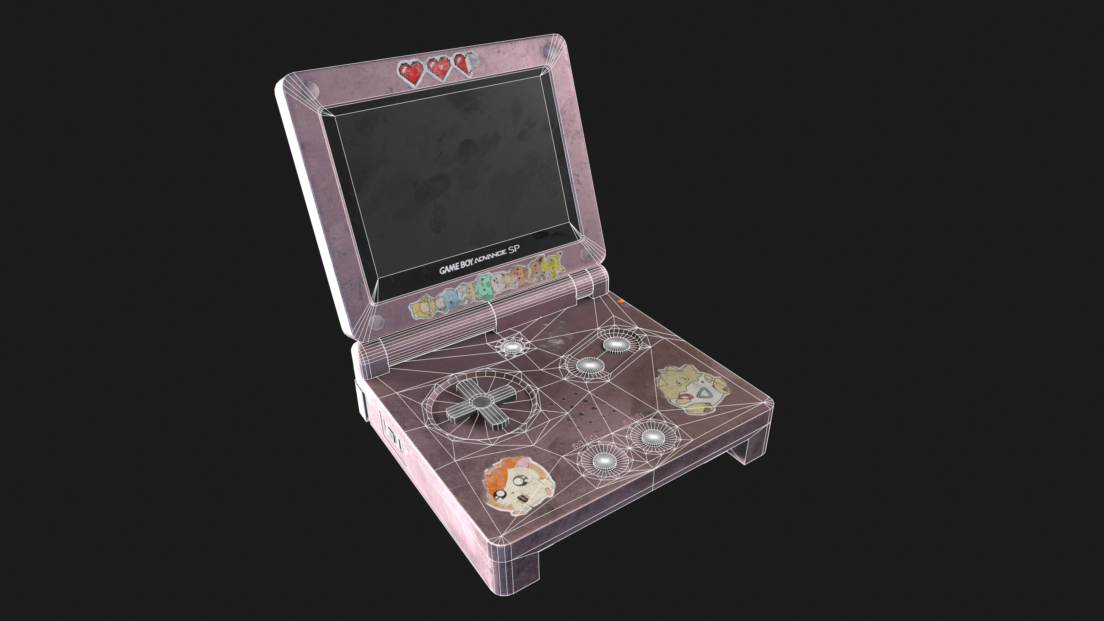 GameBoy Advance SP Low-poly 3D model_5
