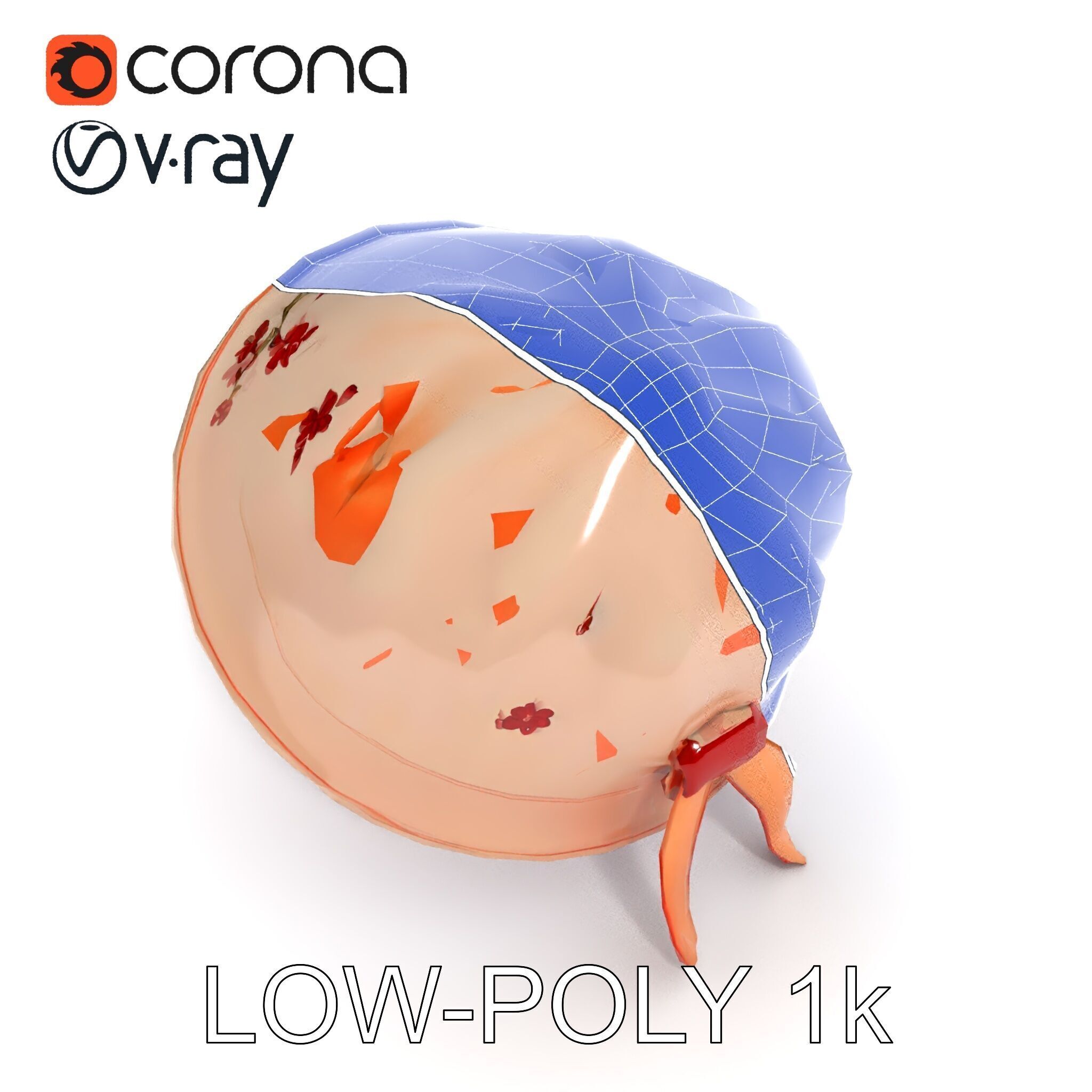 Embroidered Vintage Hat D Model Pack Low-poly 3D model_17