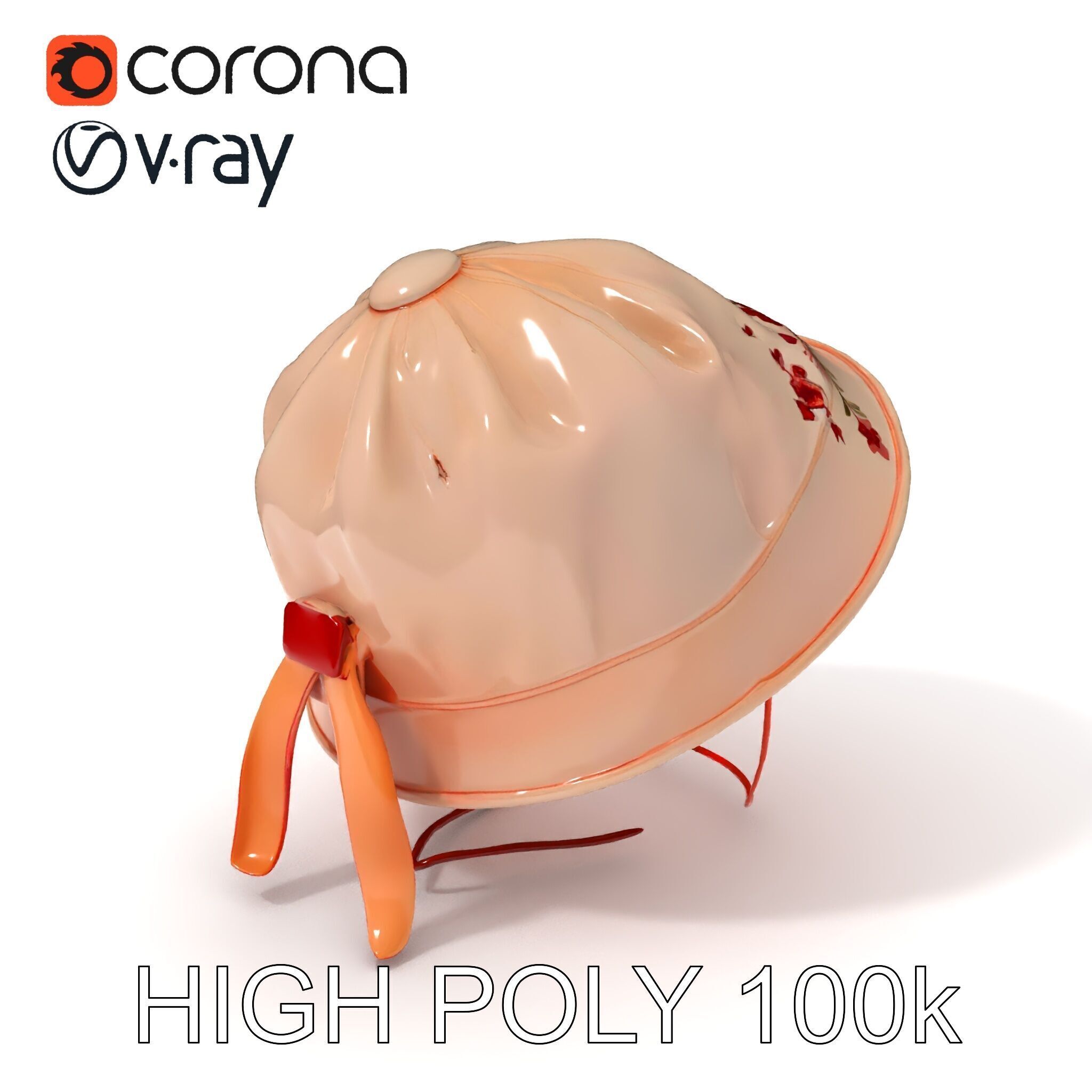 Embroidered Vintage Hat D Model Pack Low-poly 3D model_3