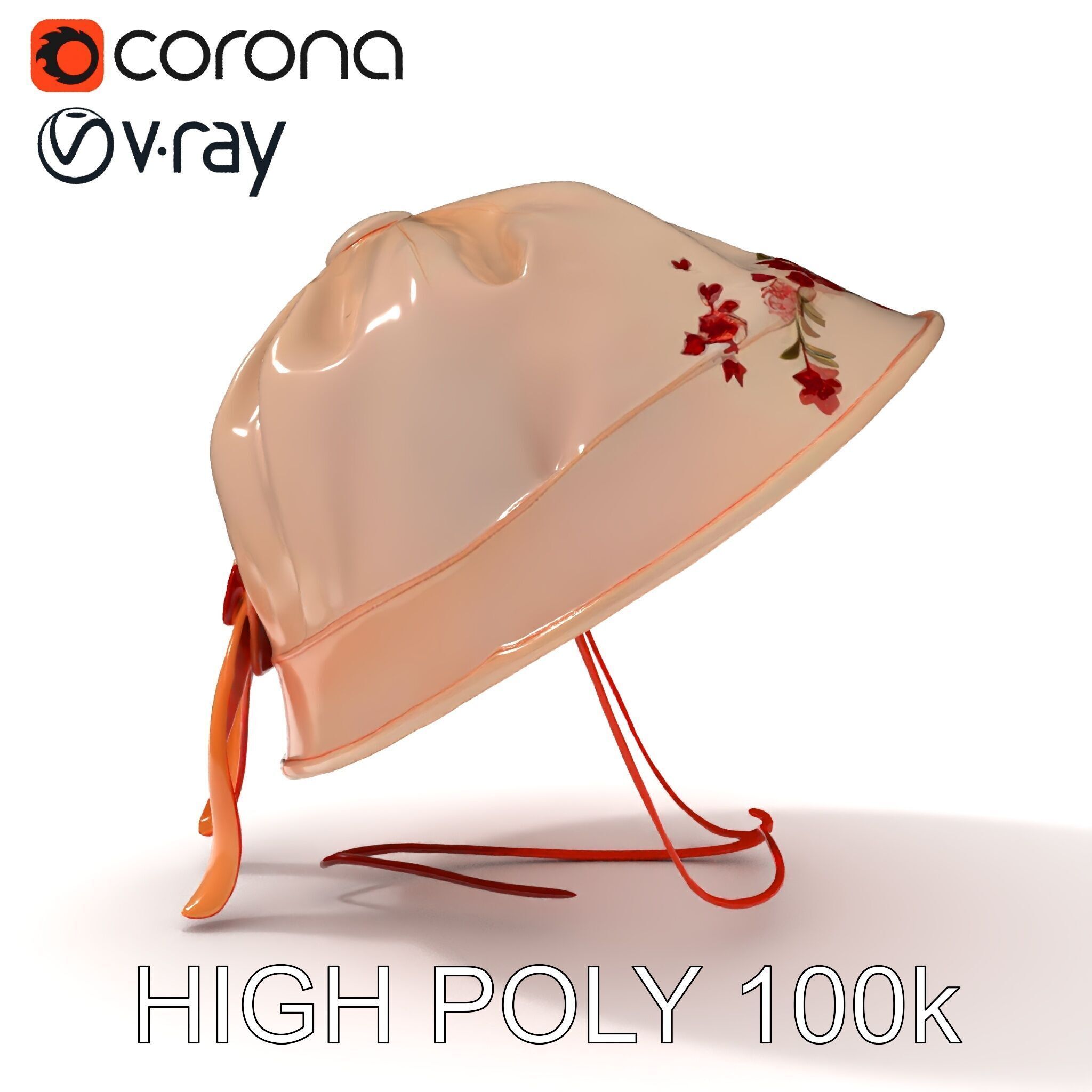 Embroidered Vintage Hat D Model Pack Low-poly 3D model_32