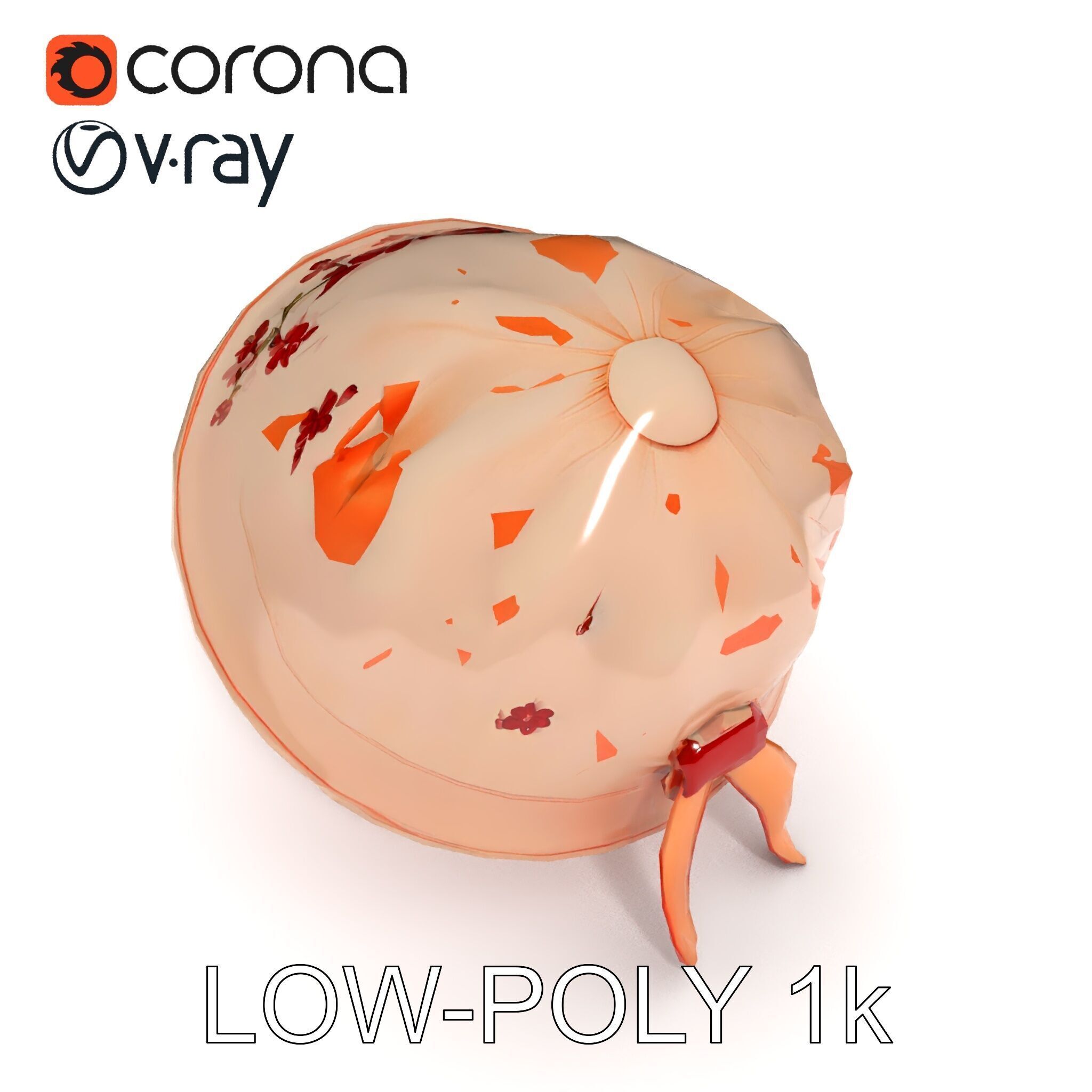 Embroidered Vintage Hat D Model Pack Low-poly 3D model_14