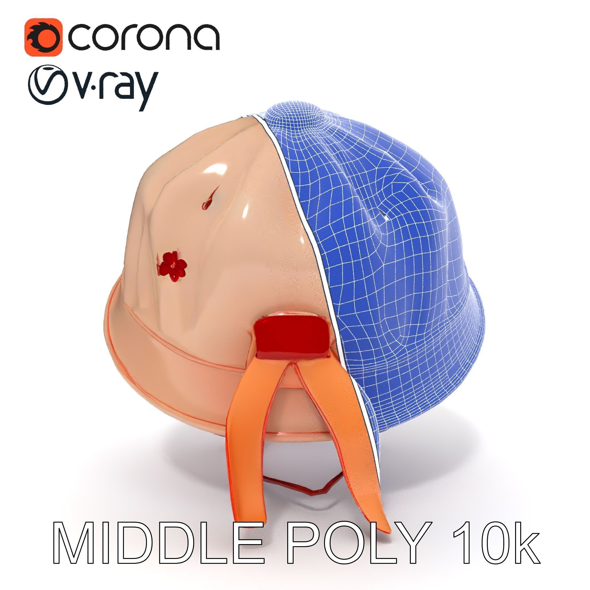 Embroidered Vintage Hat D Model Pack Low-poly 3D model_19