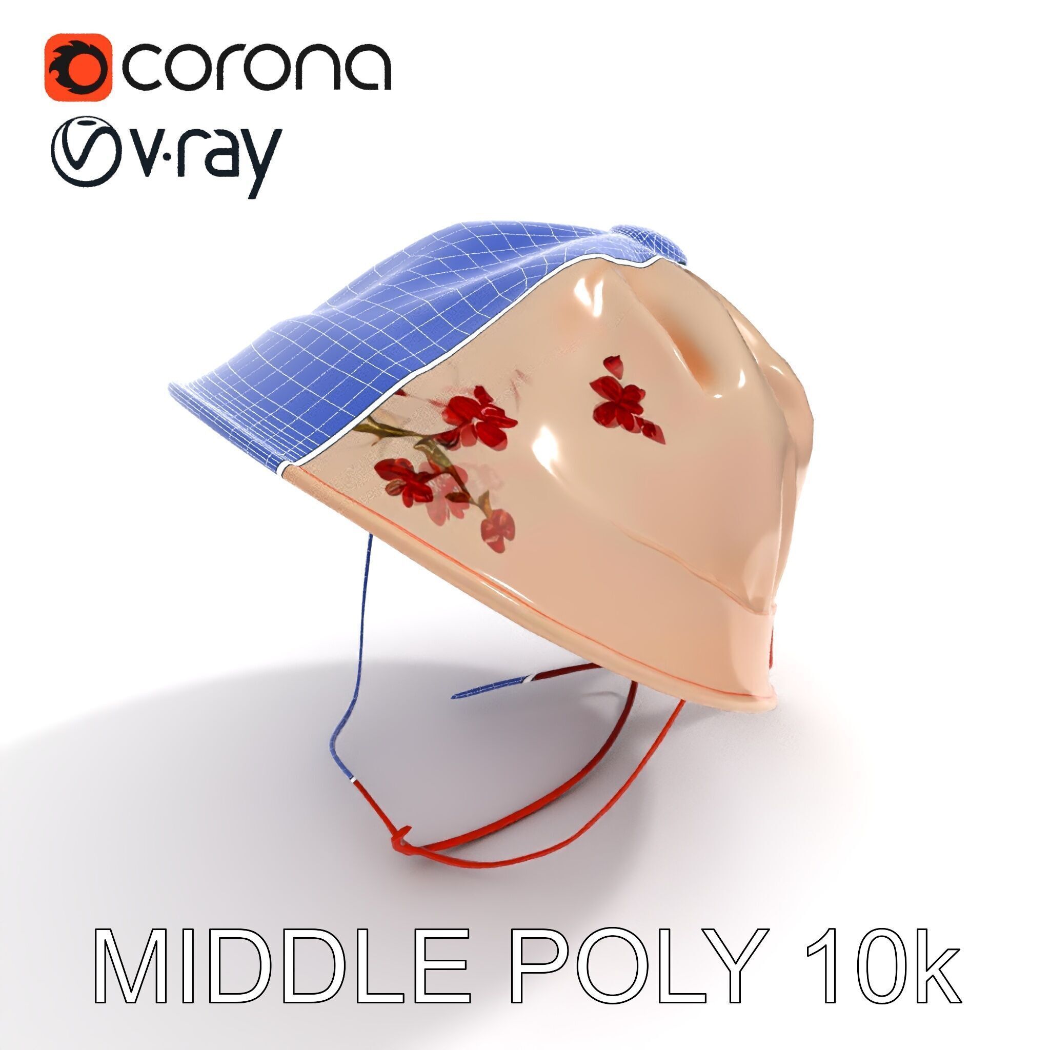 Embroidered Vintage Hat D Model Pack Low-poly 3D model_11