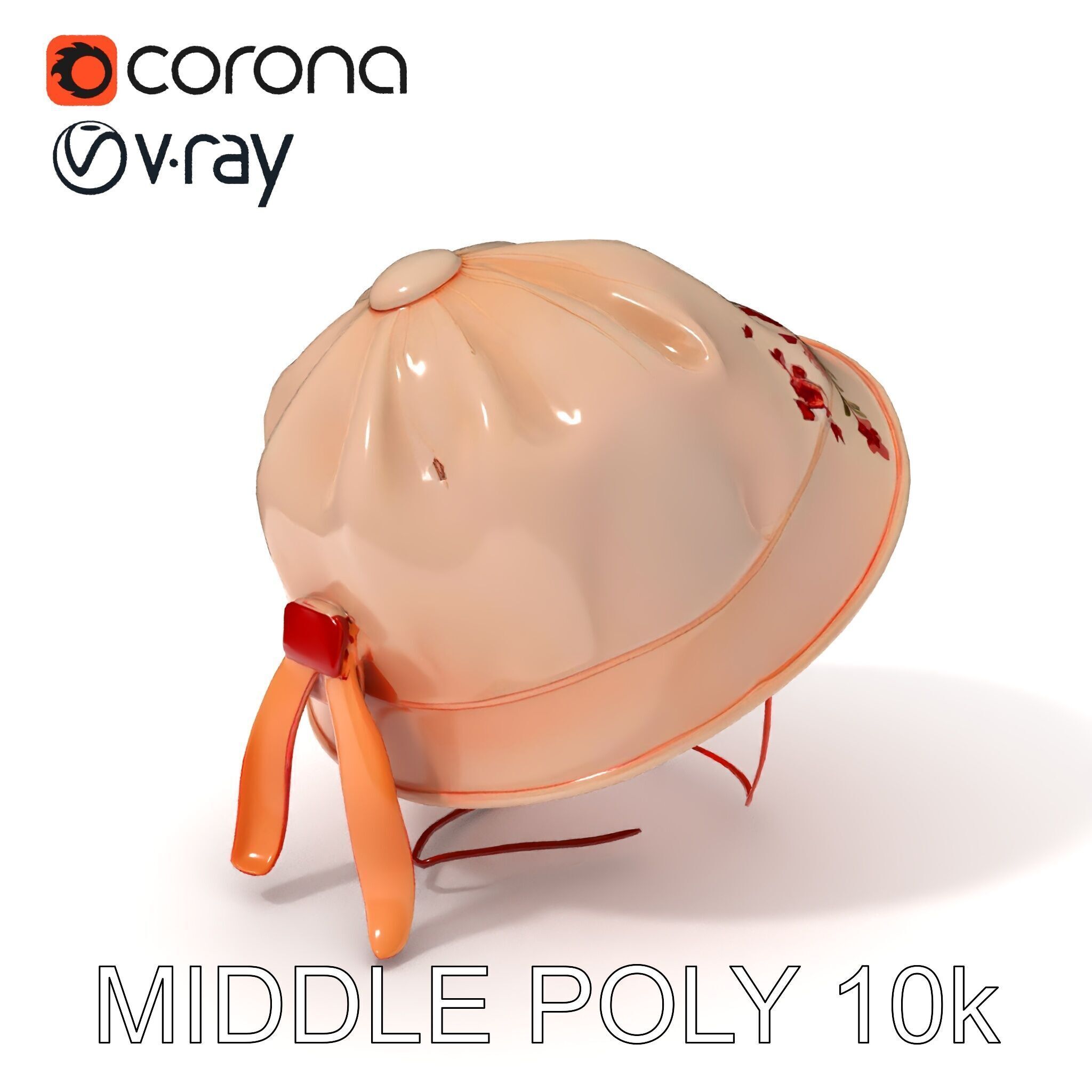 Embroidered Vintage Hat D Model Pack Low-poly 3D model_9