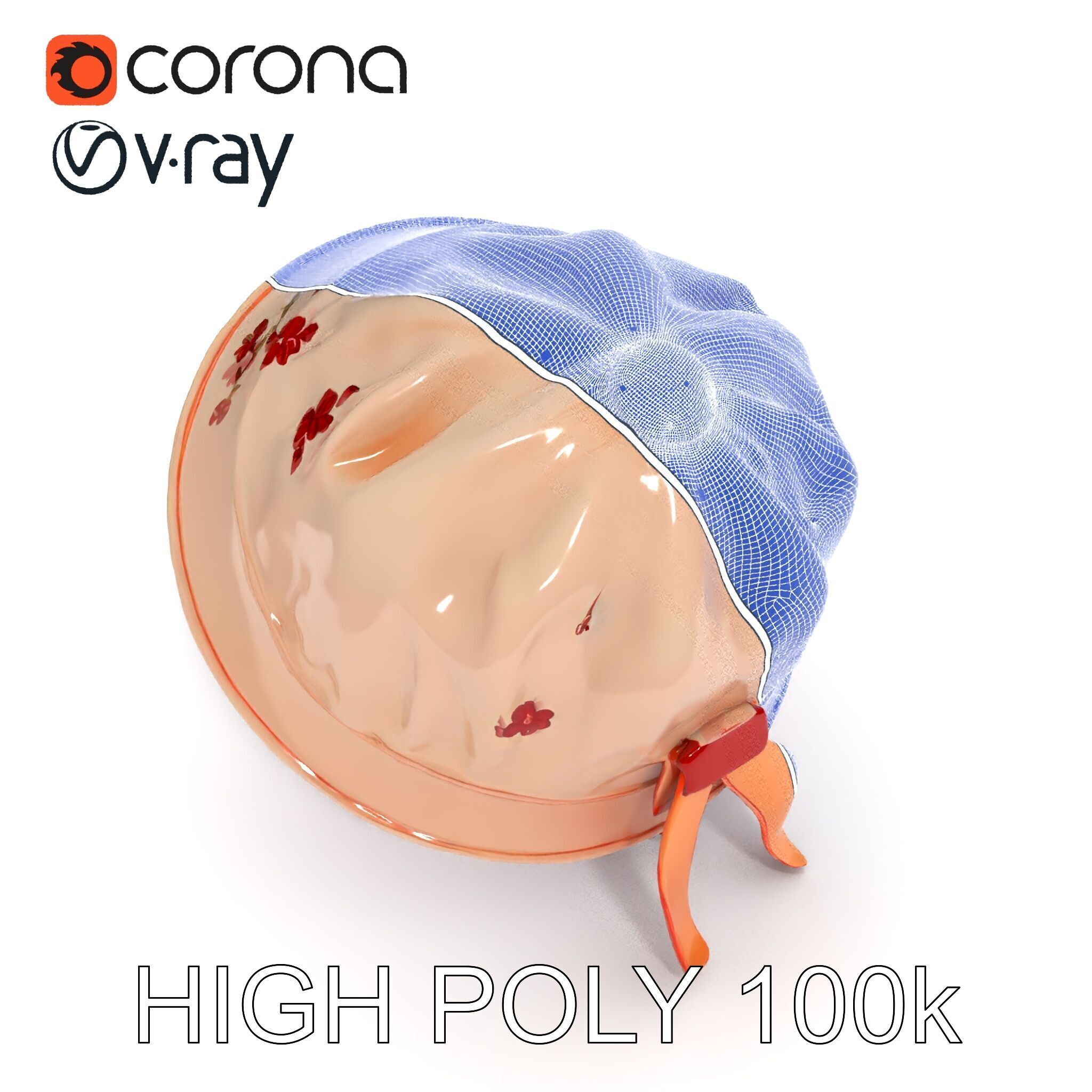 Embroidered Vintage Hat D Model Pack Low-poly 3D model_8