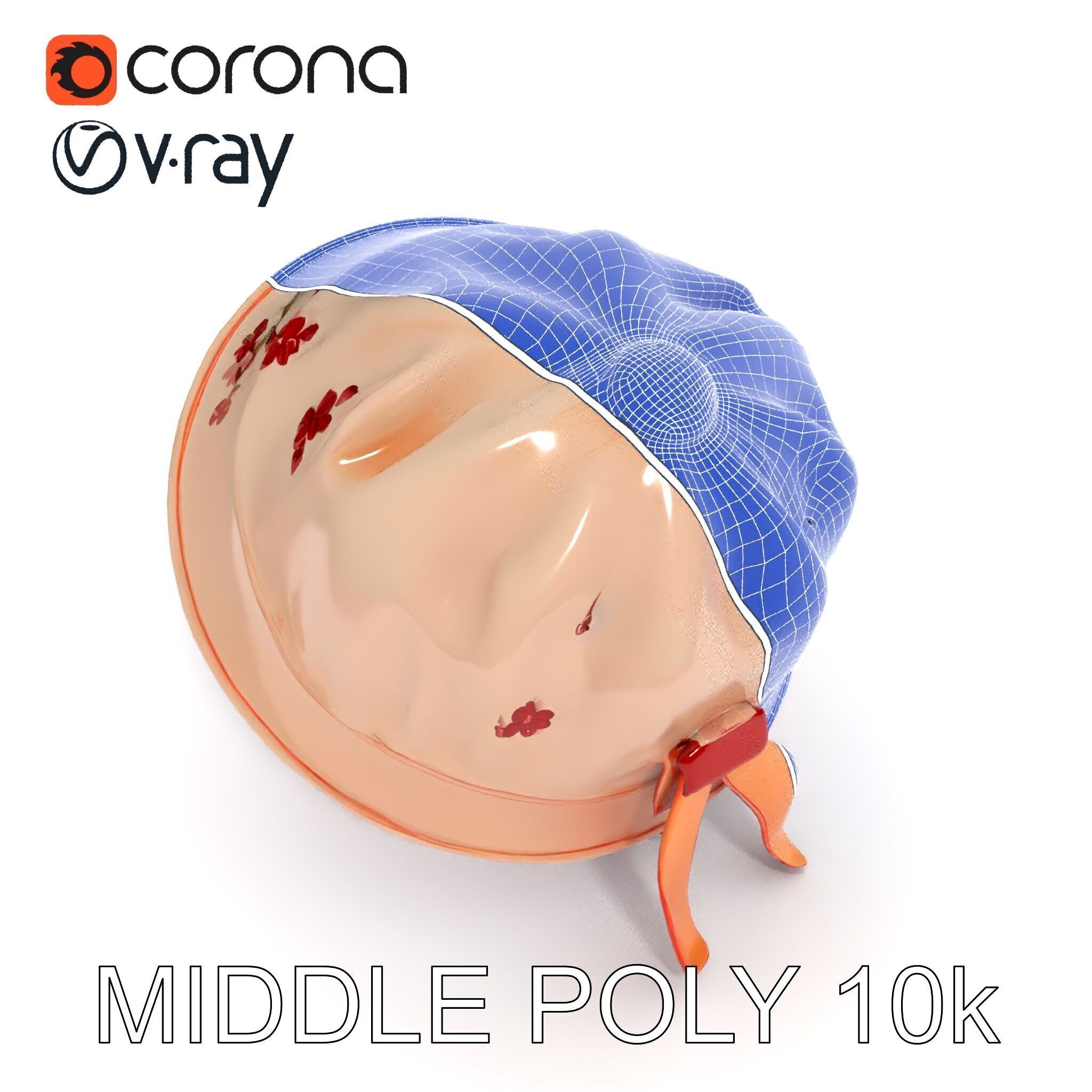 Embroidered Vintage Hat D Model Pack Low-poly 3D model_16