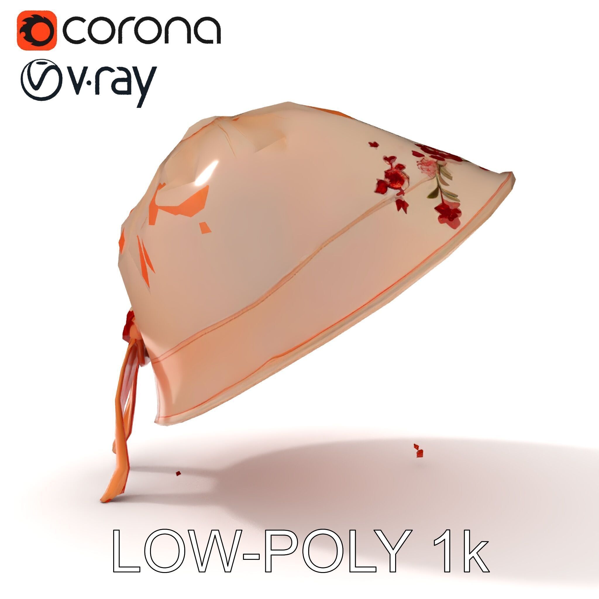 Embroidered Vintage Hat D Model Pack Low-poly 3D model_7