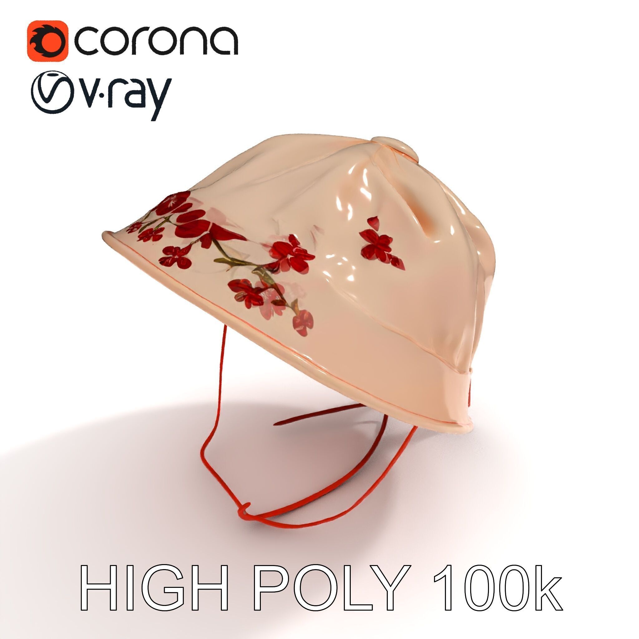 Embroidered Vintage Hat D Model Pack Low-poly 3D model_21