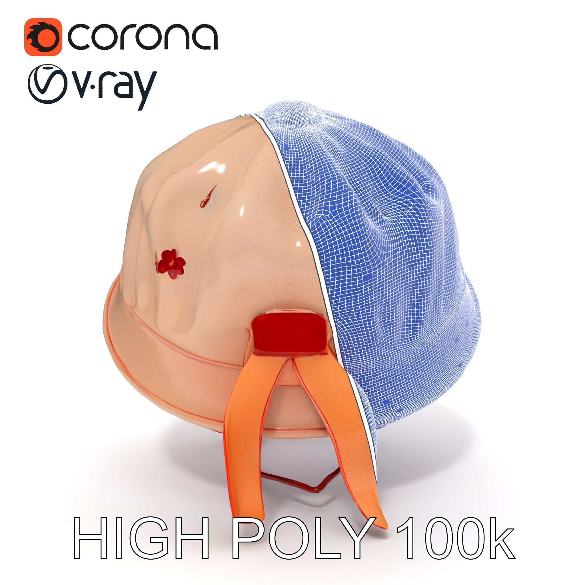 Embroidered Vintage Hat D Model Pack Low-poly 3D model_15