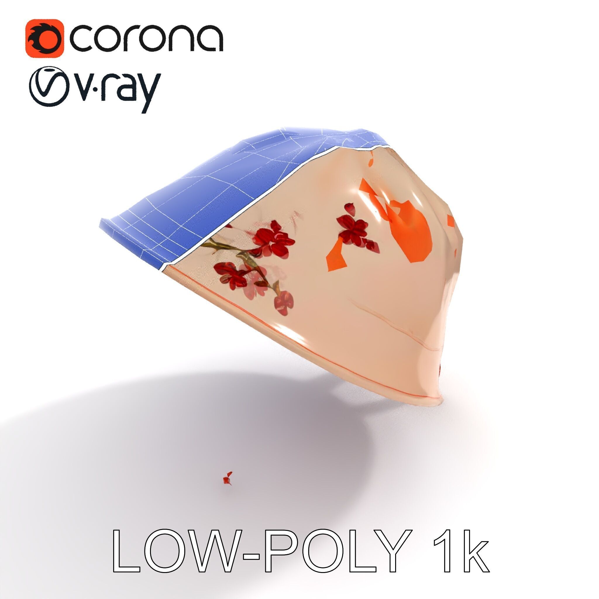 Embroidered Vintage Hat D Model Pack Low-poly 3D model_10