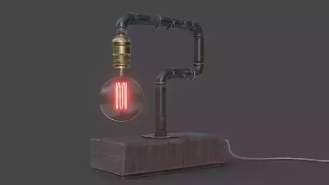 Game ready Steampunk Lamp model