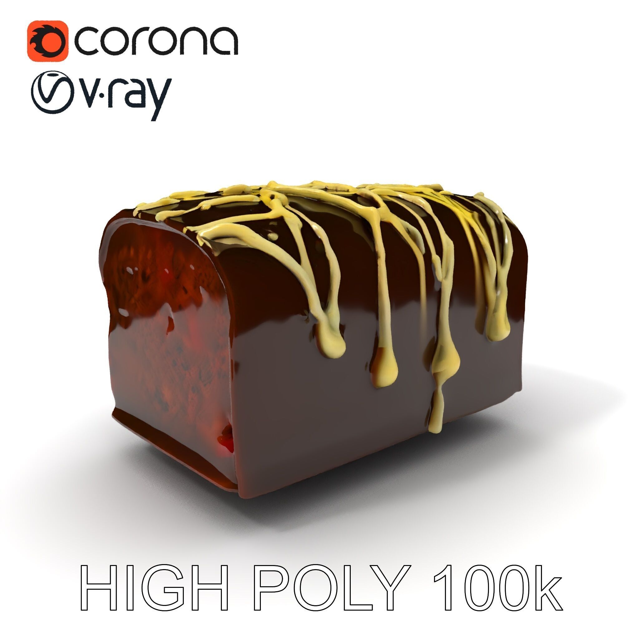 Chocolate Drizzle Cake Model Pack Low-poly 3D model_3