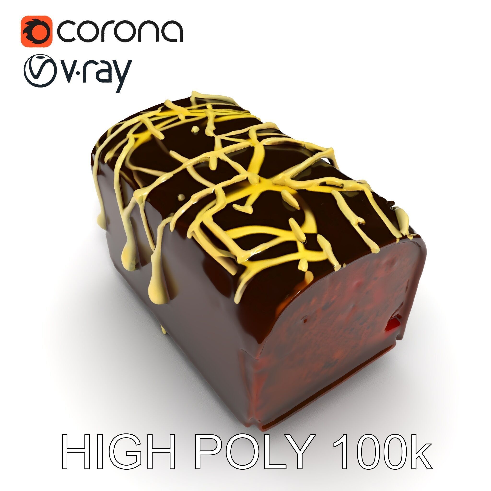 Chocolate Drizzle Cake Model Pack Low-poly 3D model_34